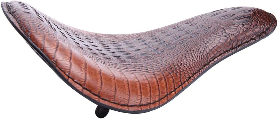 13 Brown Crocodile Motorcycle Leather Driver Seat Cushion for Harley Davidson Sportster Chopper Bobber (Brown-Crocodile)