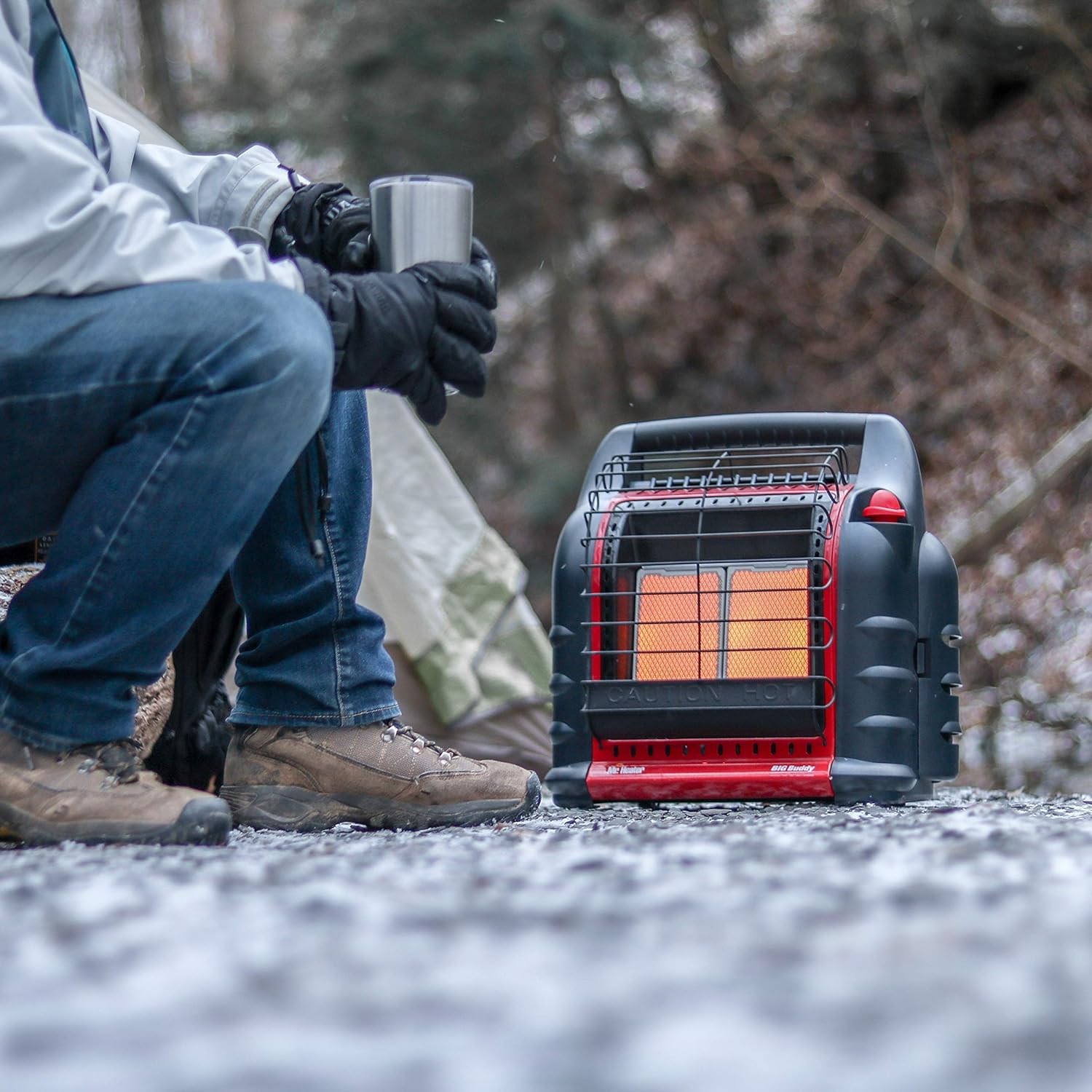 18,000 BTU Big Buddy Portable Propane Heater (No Fan),Red, Tip-over Protection|Low-Oxygen Safety Shutoff|Portable