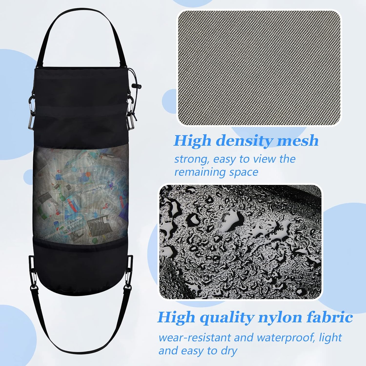 2 Packs Portable Boat Accessories Trash Bags Mesh Trash Bags Boats Trash Can Boat Garbage Container for Boat Kayak Camper Fishing Cabin Storage Men Women Adults