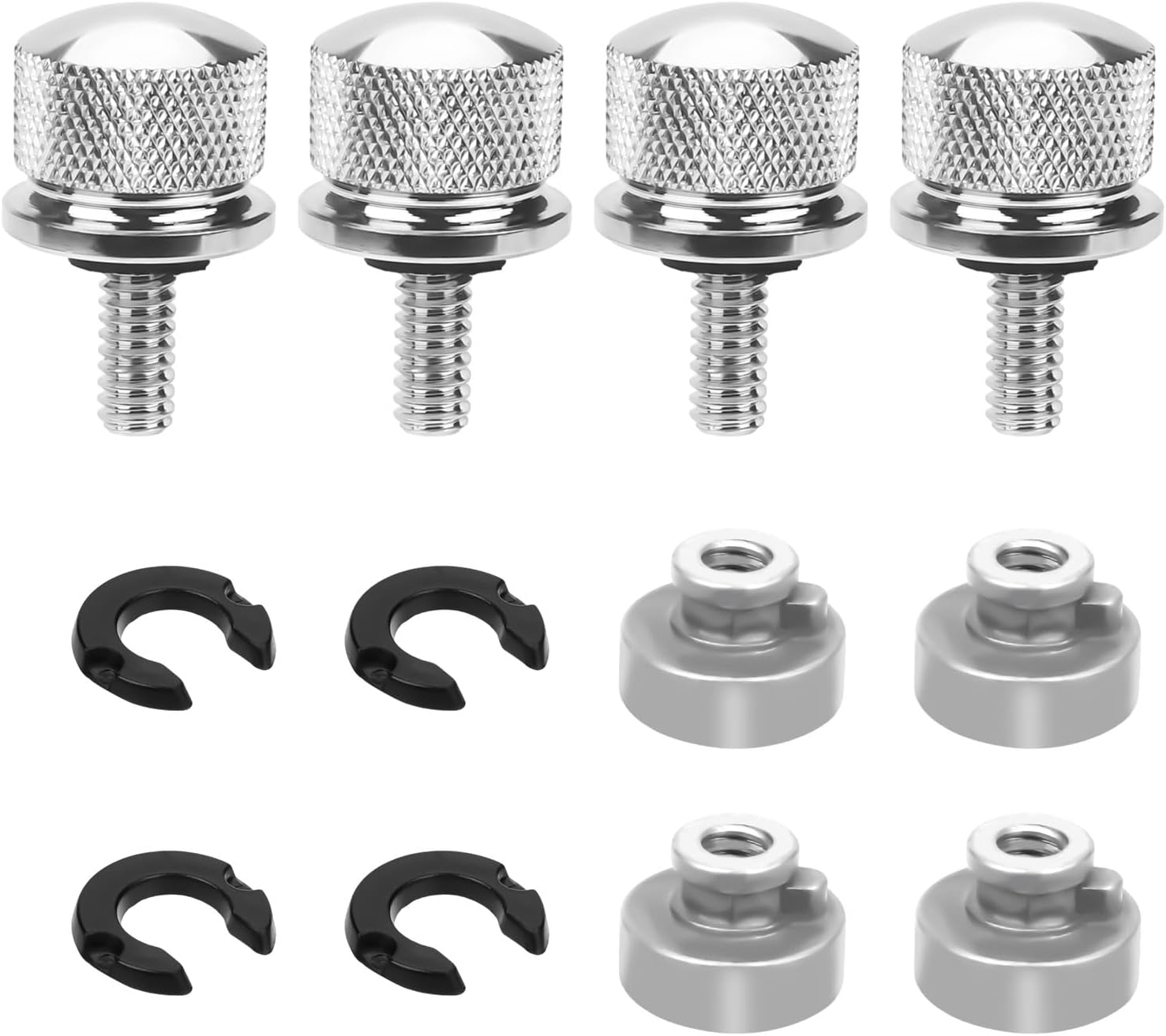 8pcs Motorcycle Seat Bolt Kit, Fender Seat Nut Kit Motorcycle Seat Screw Mount Aluminum Seat Bolts 1/4-20 Thread for Harley-Davidson Sportster Touring Softail Dyna