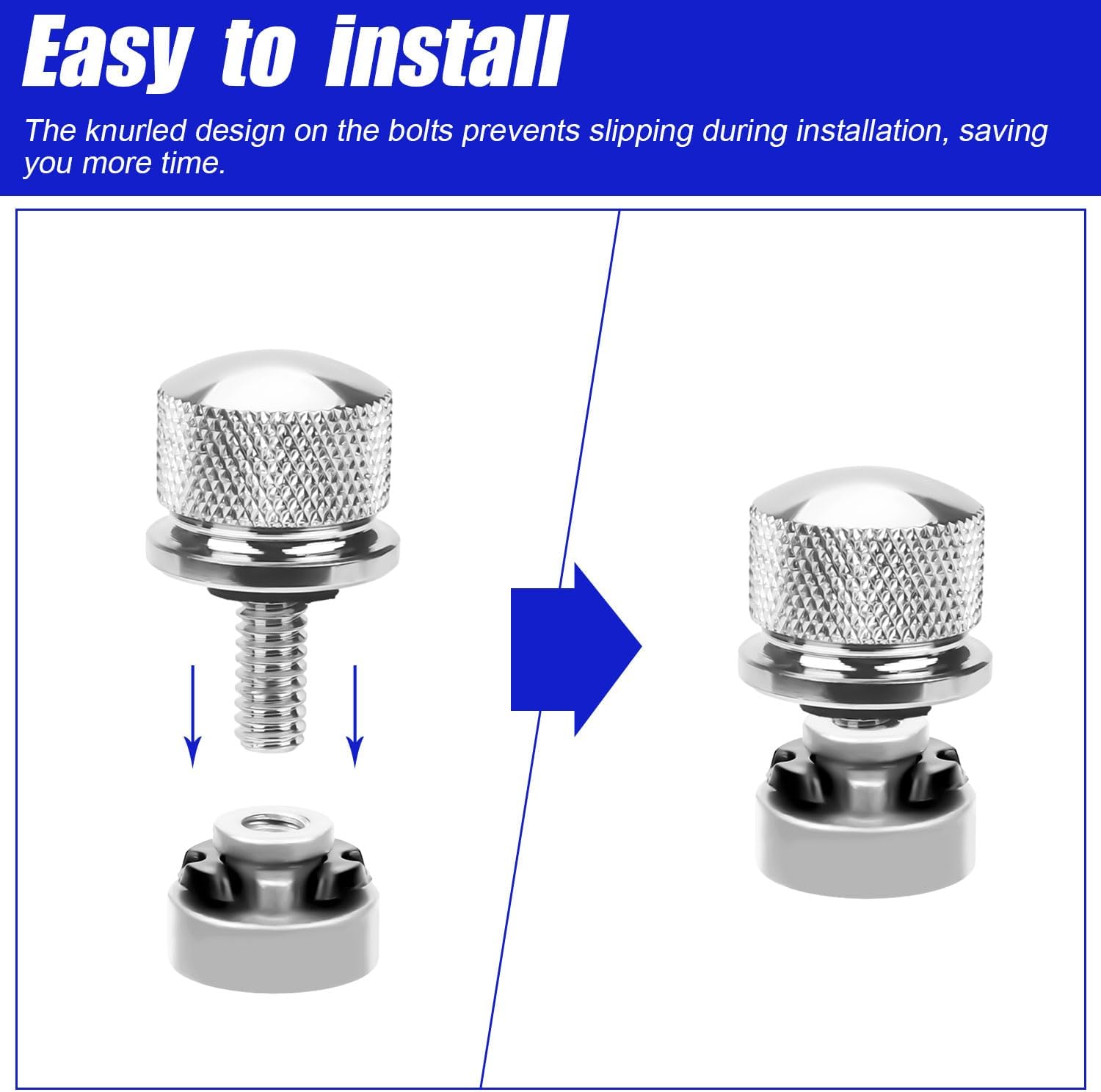 8pcs Motorcycle Seat Bolt Kit, Fender Seat Nut Kit Motorcycle Seat Screw Mount Aluminum Seat Bolts 1/4-20 Thread for Harley-Davidson Sportster Touring Softail Dyna