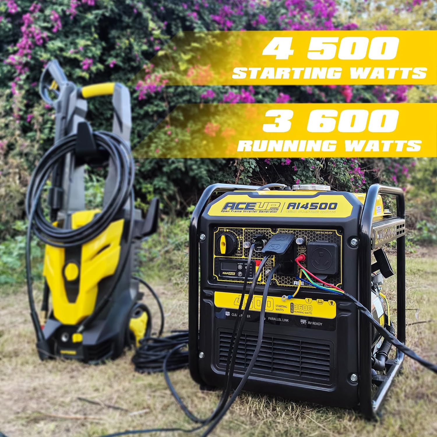 Aceup Energy 4,350 Watt Portable Generator Gas Powered Equipment with Wheels Kit, 30A Outlet, EPA  CARB Compliant