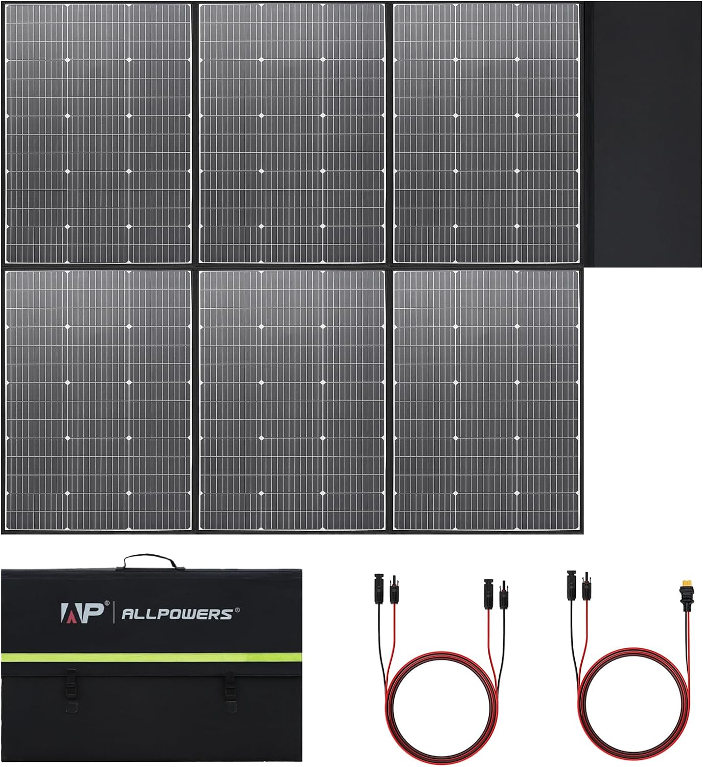 ALLPOWERS SP039 600W Monocrystalline Portable Solar Panel Waterproof IP67 RV Solar Panel Kit with 44V MC-4 Output Foldable Solar Charger for Outdoor Adventures Power Outage Solar Generator