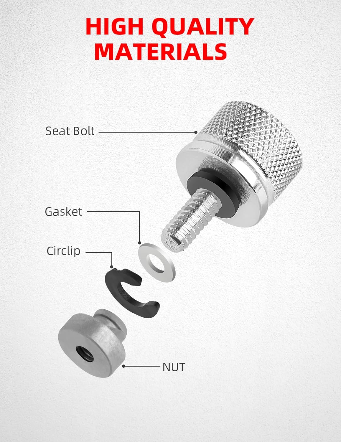 Amazicha Chrome Aluminium Seat Bolt Nut Kit Compatible for Harley Davidson 1996-2024