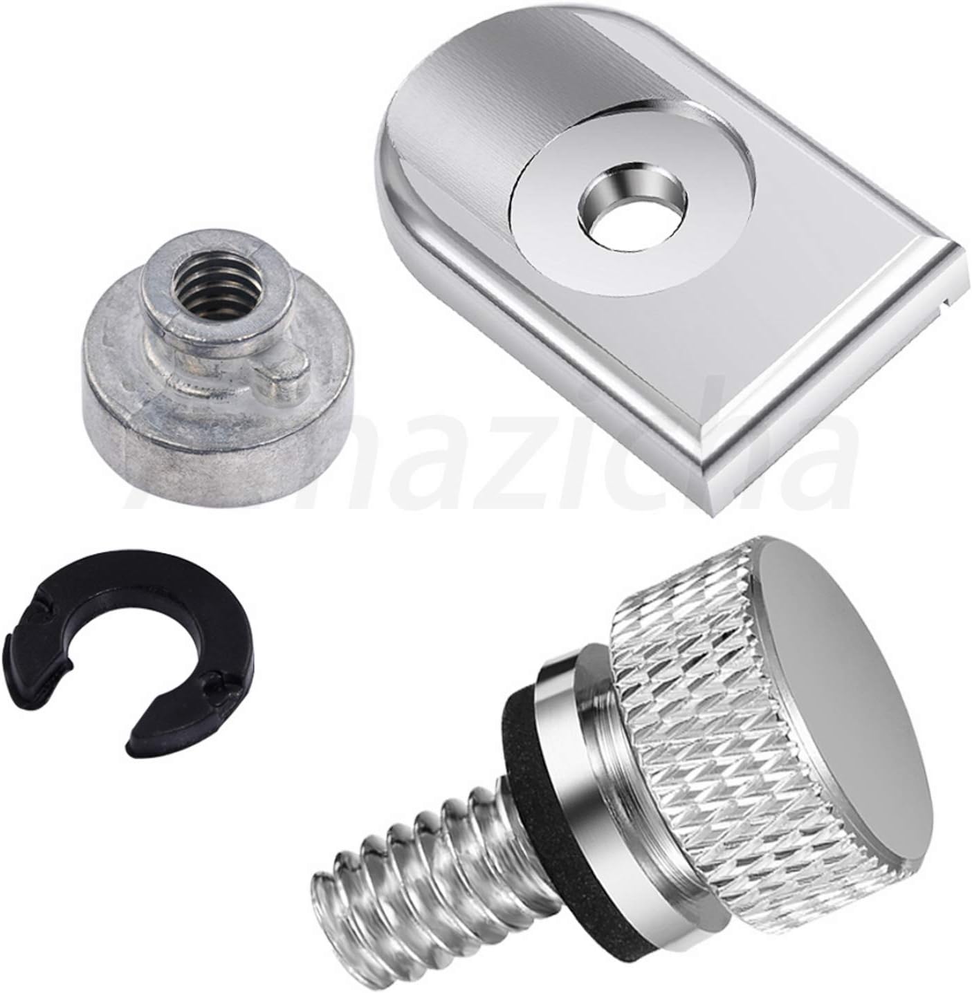 Amazicha Chrome Seat Bolt Nut Tab Screw Mount Knob Cover Compatible for Harley Davidson Touring Sportster Softail Dyna 1996-2024