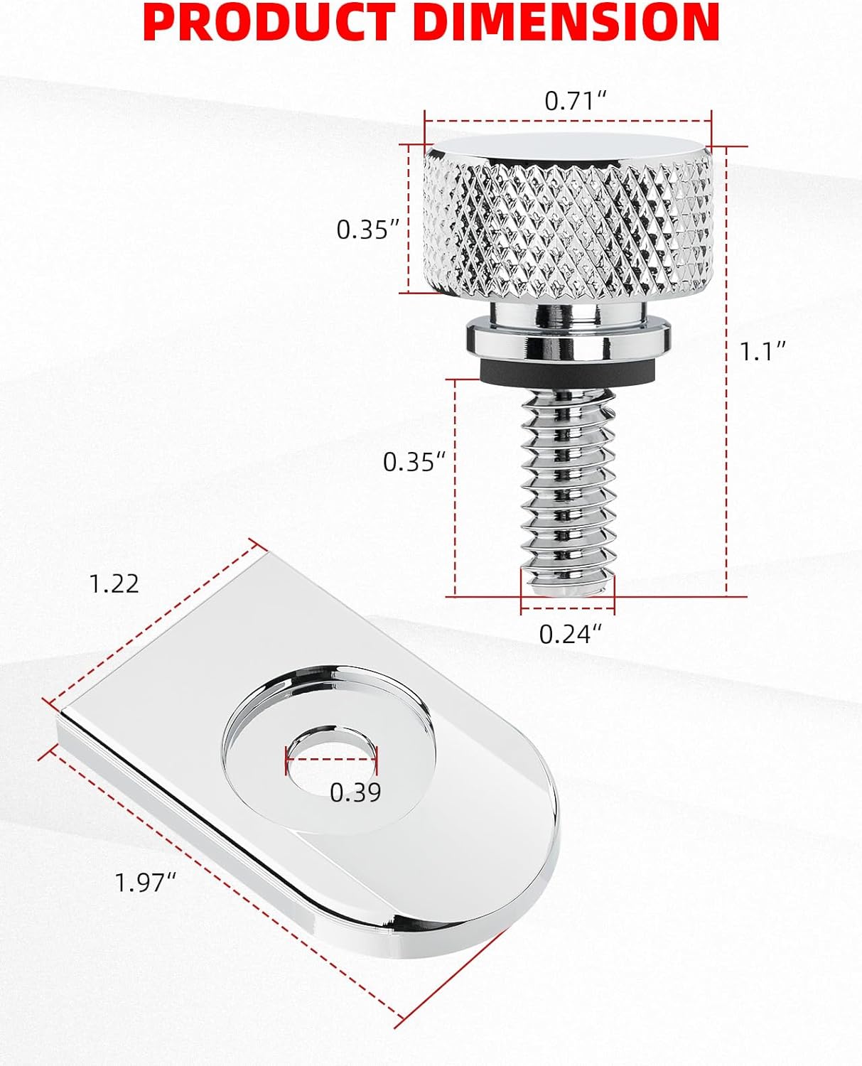 Amazicha Chrome Stainless Steel Seat Bolt Tab Screw Mount Knob Cover Compatible for Harley Davidson Sportster Softail Touring Dyna 1996-2024