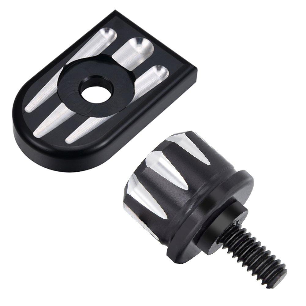 Amazicha Stainless Steel Seat Bolt Screw Cover Tab Mount Knob Black Kit Compatible for Harley Davidson 1996-2024