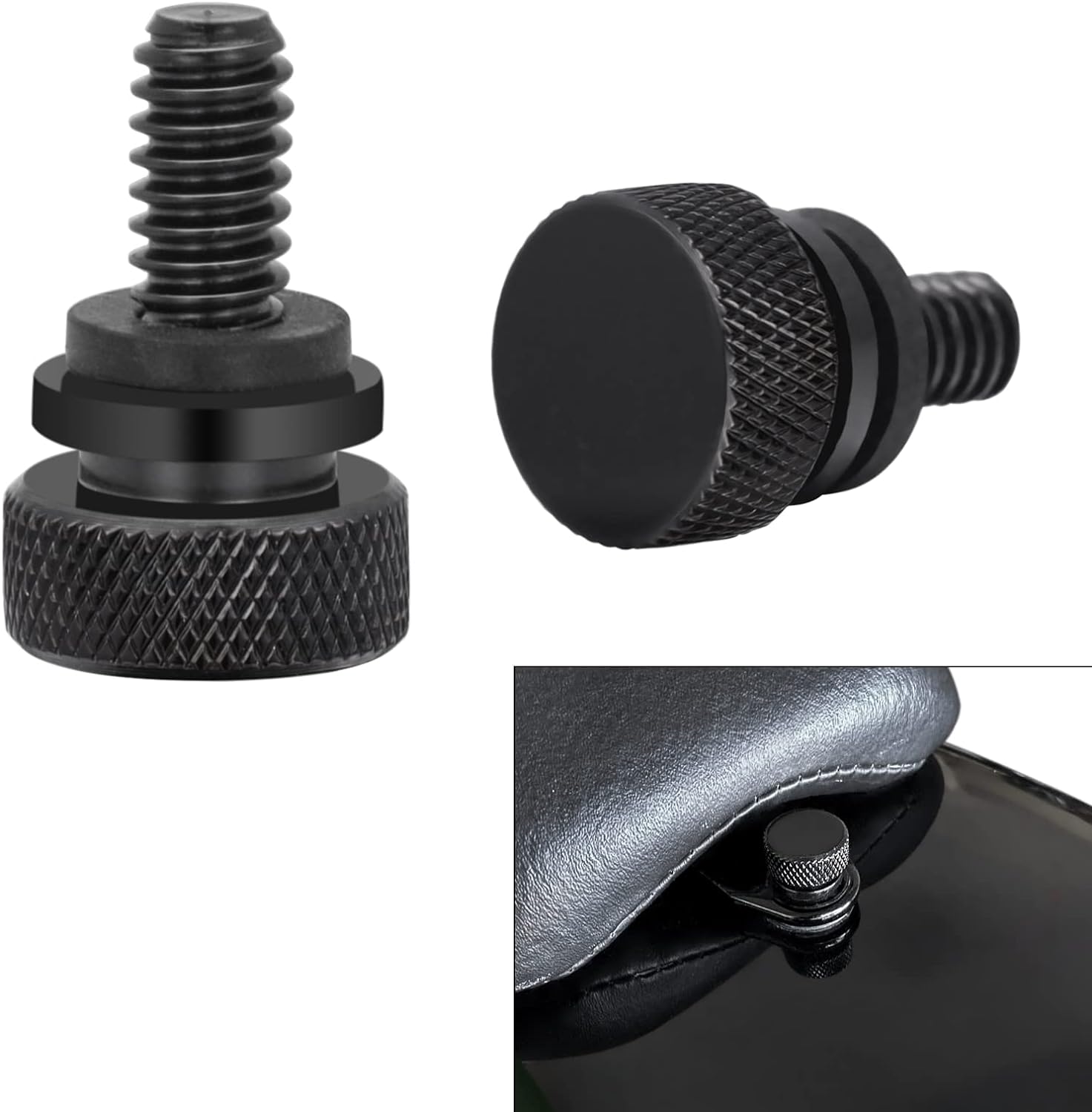 ANONEMOTO Black Seat Bolt Screw, Stainless Steel Rear Seat Screw Rear Mount Screw Quick Install Compatible for Harley Davidson 1996-2024 Sportster Softail Dyna Street Glide Road Glide Road King 2 Pcs