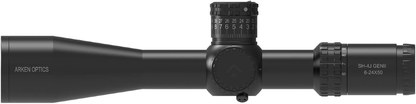 Arken Optics SH4J 6-24X50 Rifle Scope FFP Illuminated Reticle with Zero Stop 34mm Tube