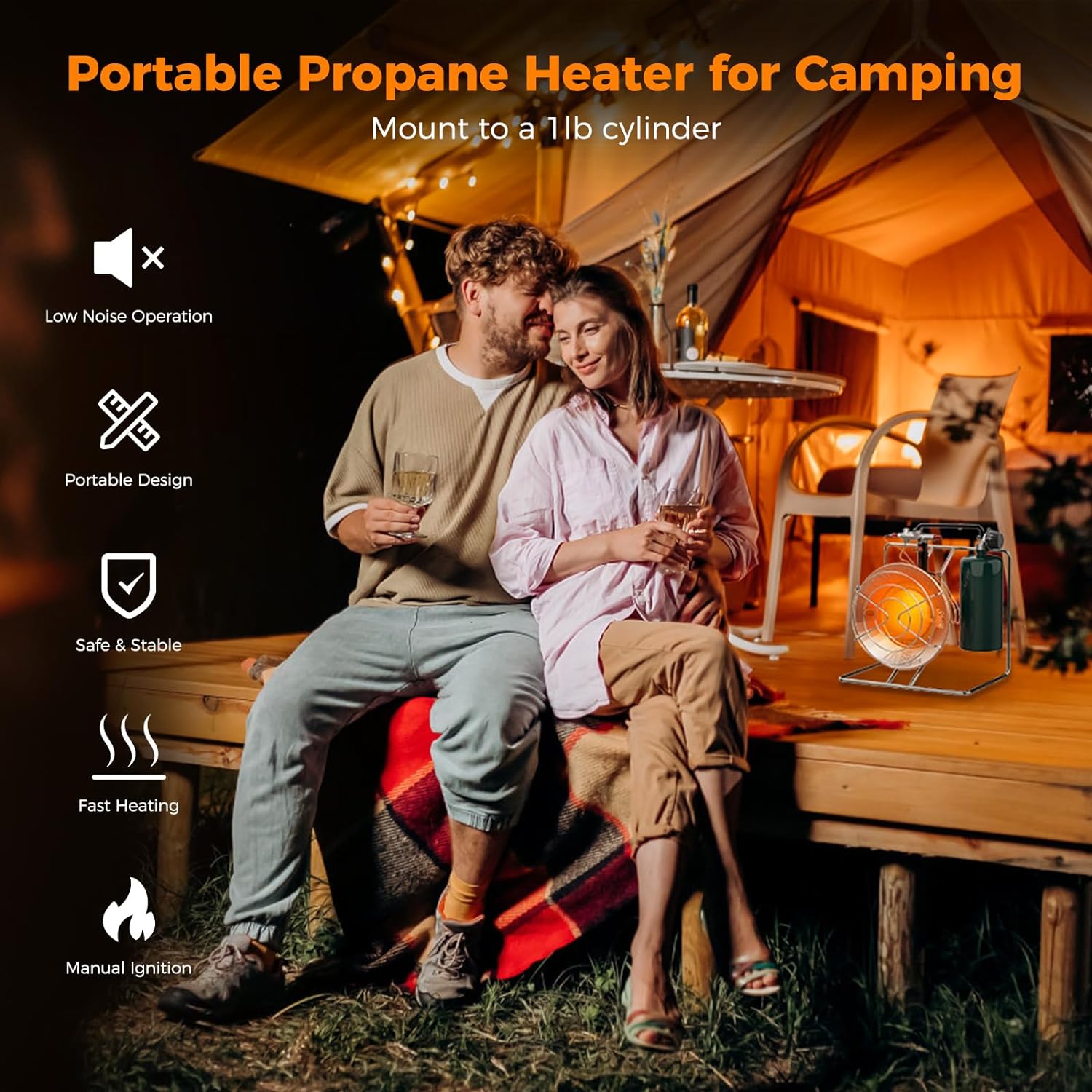 CAMPLUX Portable Propane Heater, 15,000 BTU Outdoor Gas Heater with Framed Handle for Patio, Camping, Hunting, Garage, Outdoor Use