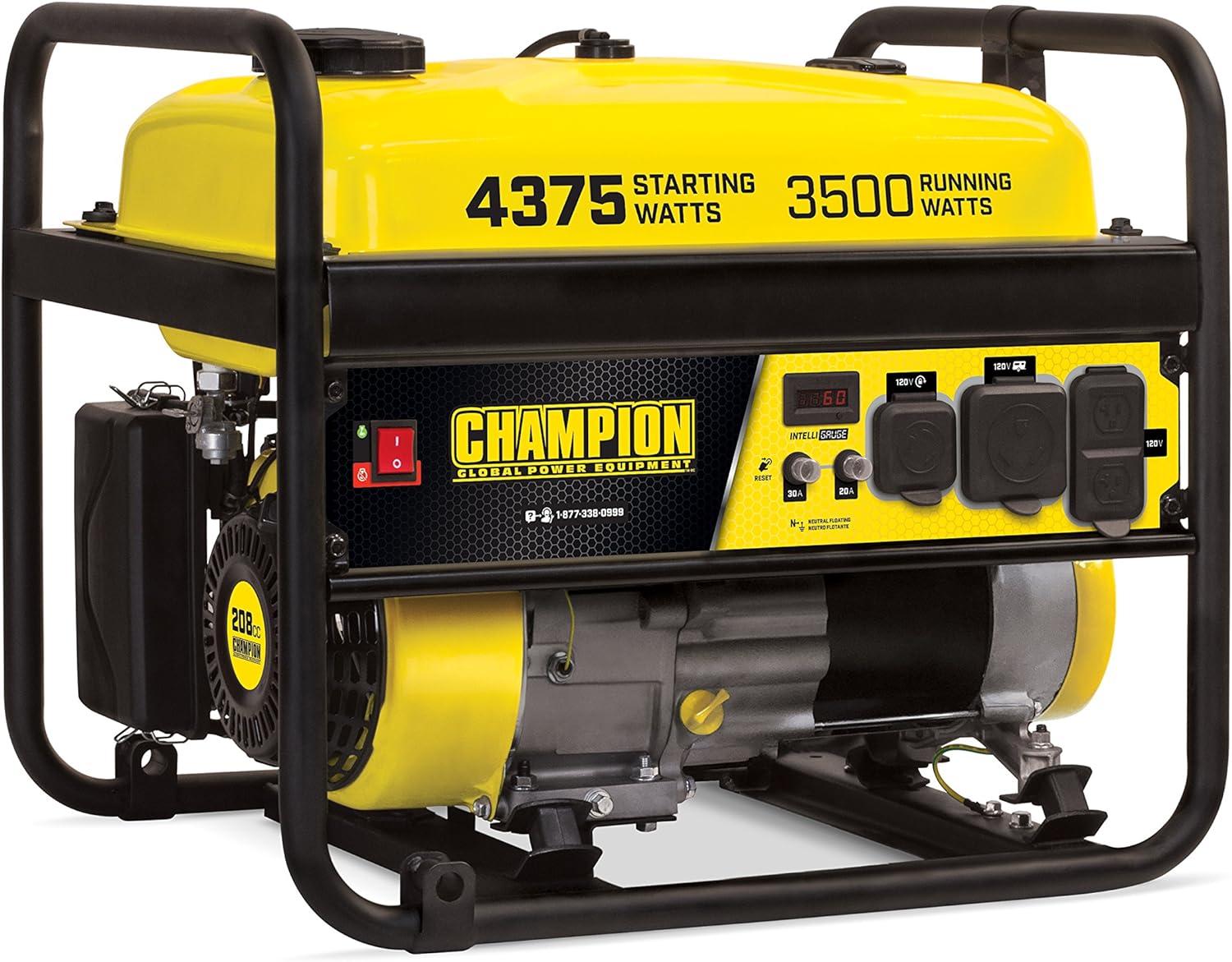 Champion Power Equipment 100555 4375/3500-Watt RV Ready Portable Generator, Yellow/Black, CARB