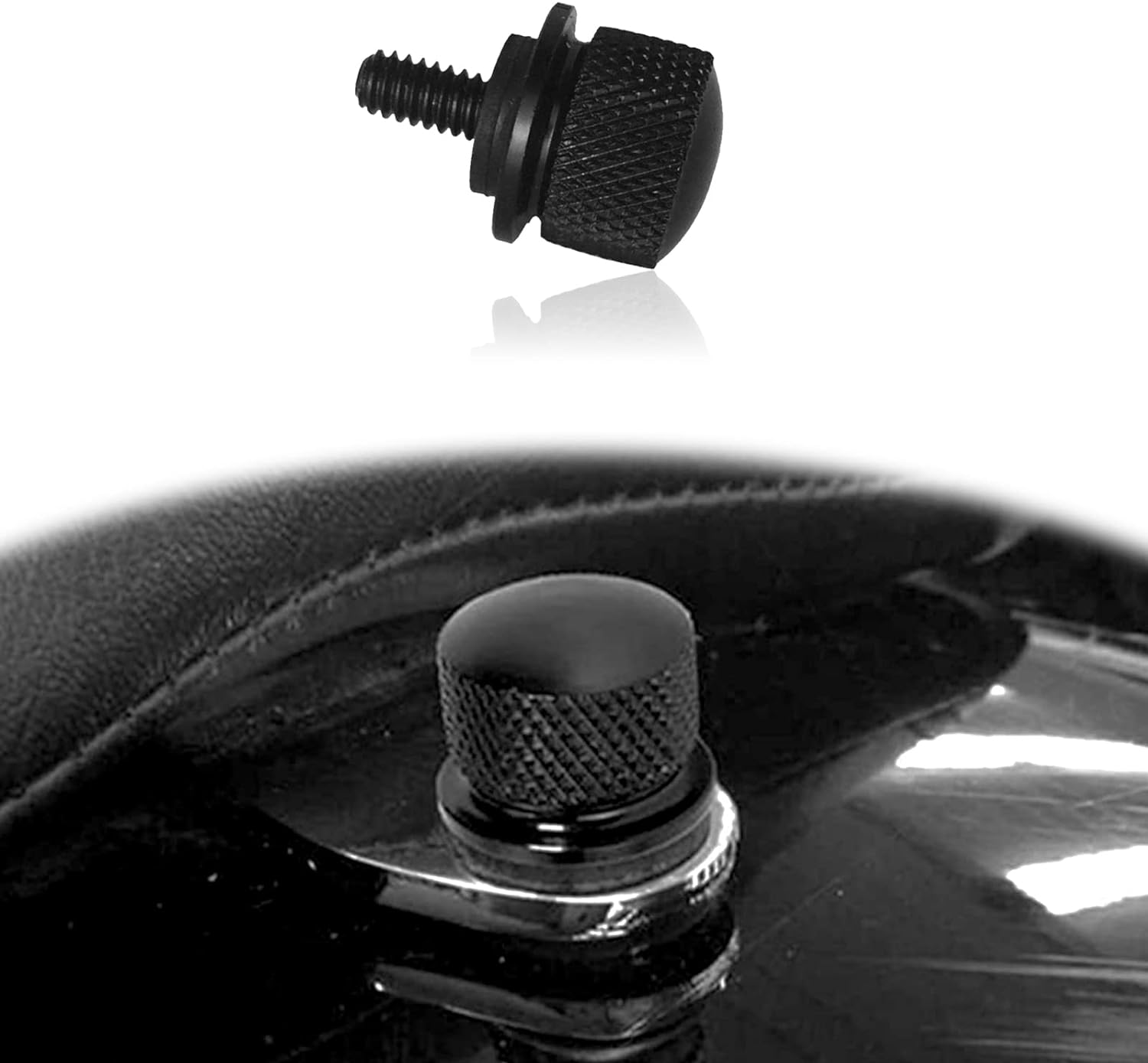 Chrome Aluminium Seat Bolt Screw, Seat Bolt Screw Chrome Mount Compatible with Harley Davidson 1996-2023(Black)