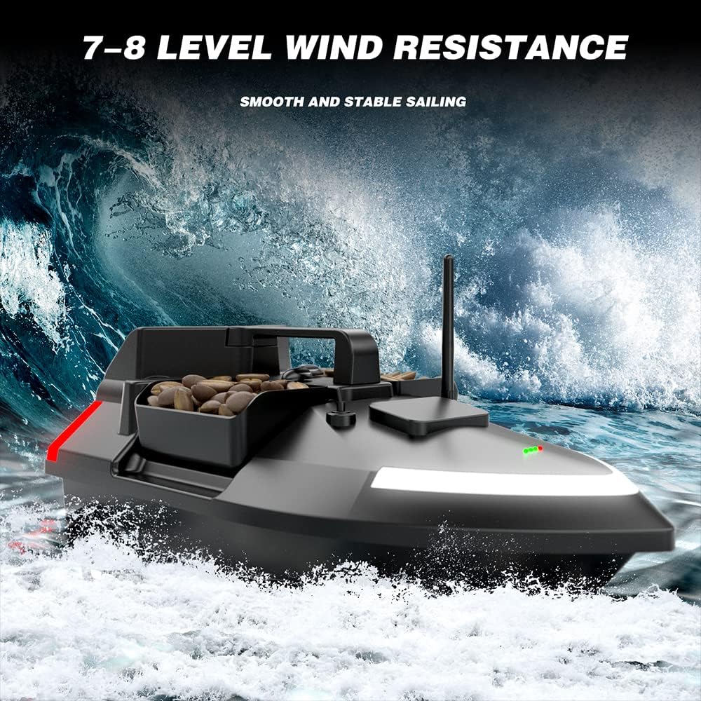 doorslay RC Bait Boat for Fishing, GPS Fishing Bait Boat, 500M Remote Control Dual Motor Fish Finder, 2Kg Loading Support Automatic Cruise/Return/Route Correction/Strong Searchlight/Turn Signal