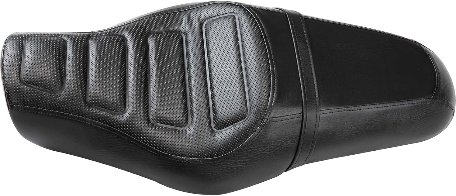 DREAMIZER Motorcycle Two Up Seat Front Driver Rear Passenger Rider Seats Compatible with Harley Davidson Sportster Iron 883 1200 Chopper Bobber Cafe Racer Custom - Black，Check