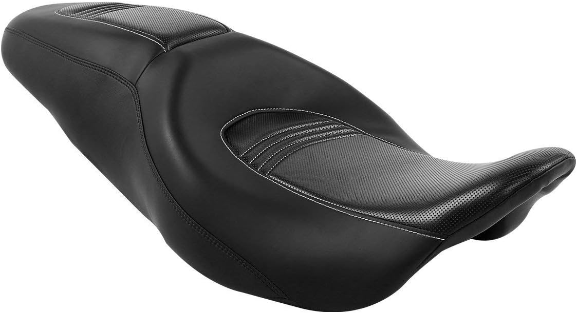 Driver+Passenger Seat fits for Harley Davidson Touring and Tri Glide models 2009-later, for Road King Street Glide Road Glide Electra Glide models,w/White Stitching