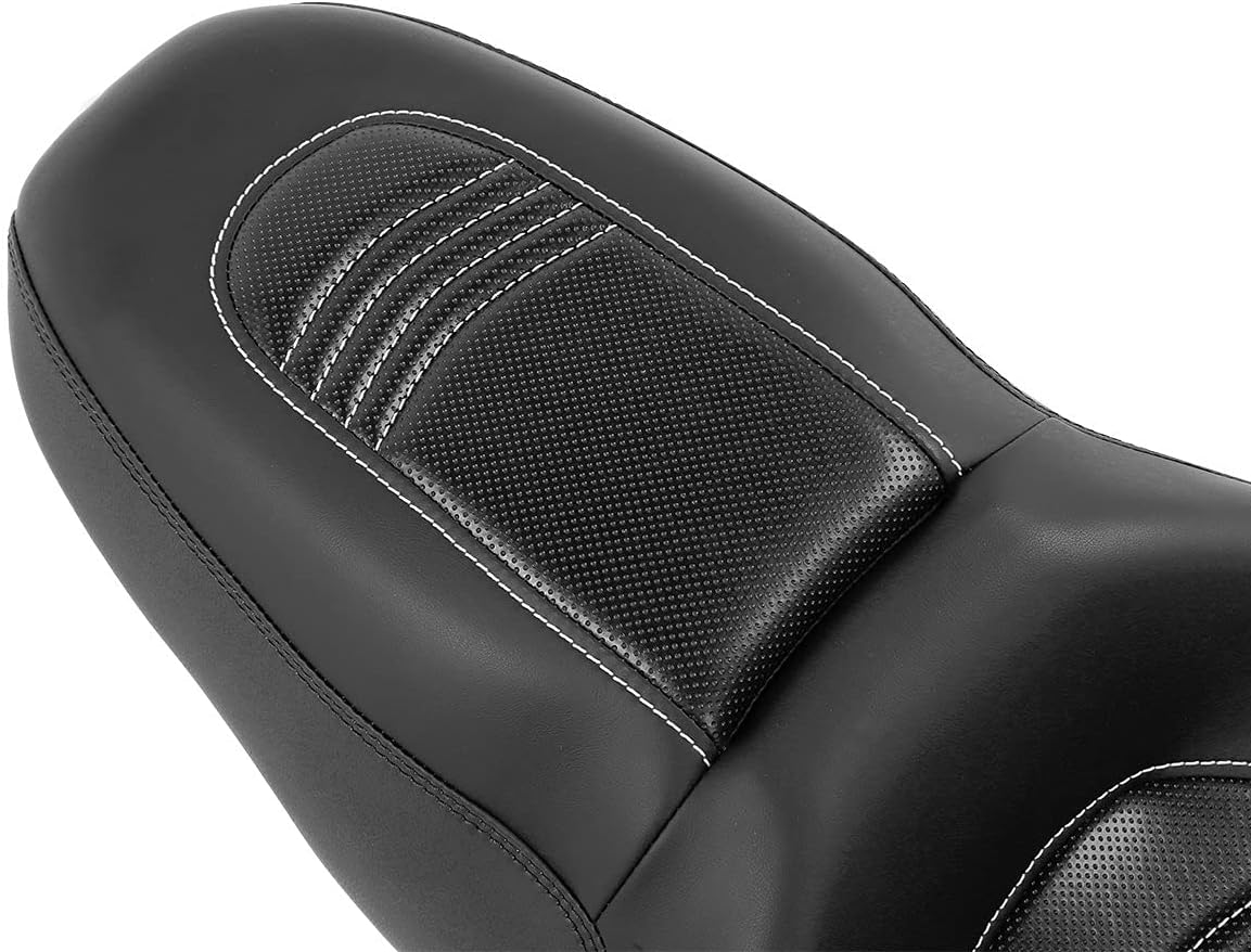 Driver+Passenger Seat fits for Harley Davidson Touring and Tri Glide models 2009-later, for Road King Street Glide Road Glide Electra Glide models,w/White Stitching