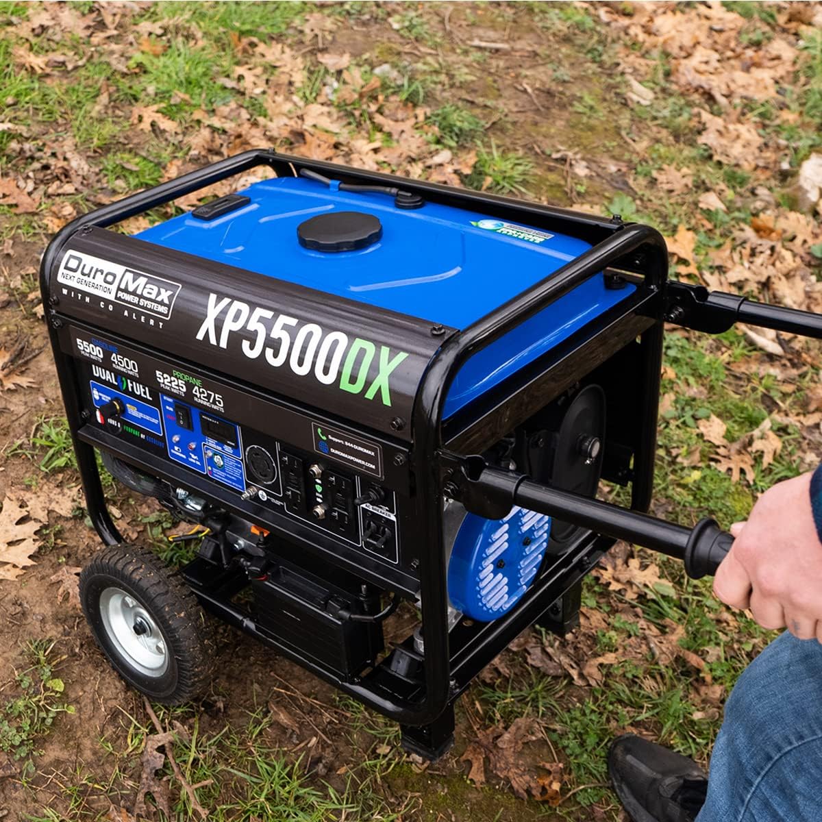 DuroMax XP5500DX 5,500-Watt/4,500-Watt 224cc Electric Start Dual Fuel Portable Generator w/CO Alert