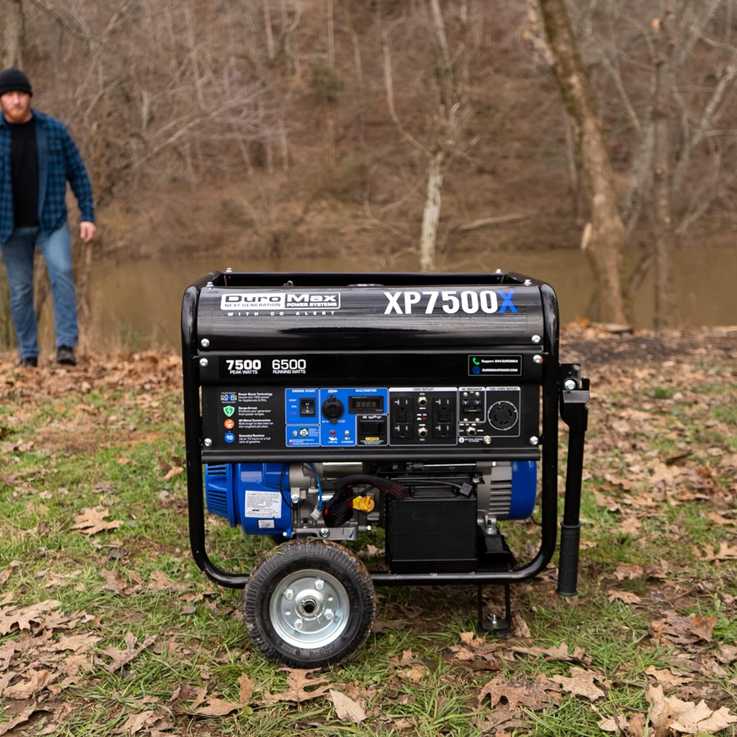 DuroMax XP5500DX 5,500-Watt/4,500-Watt 224cc Electric Start Dual Fuel Portable Generator w/CO Alert