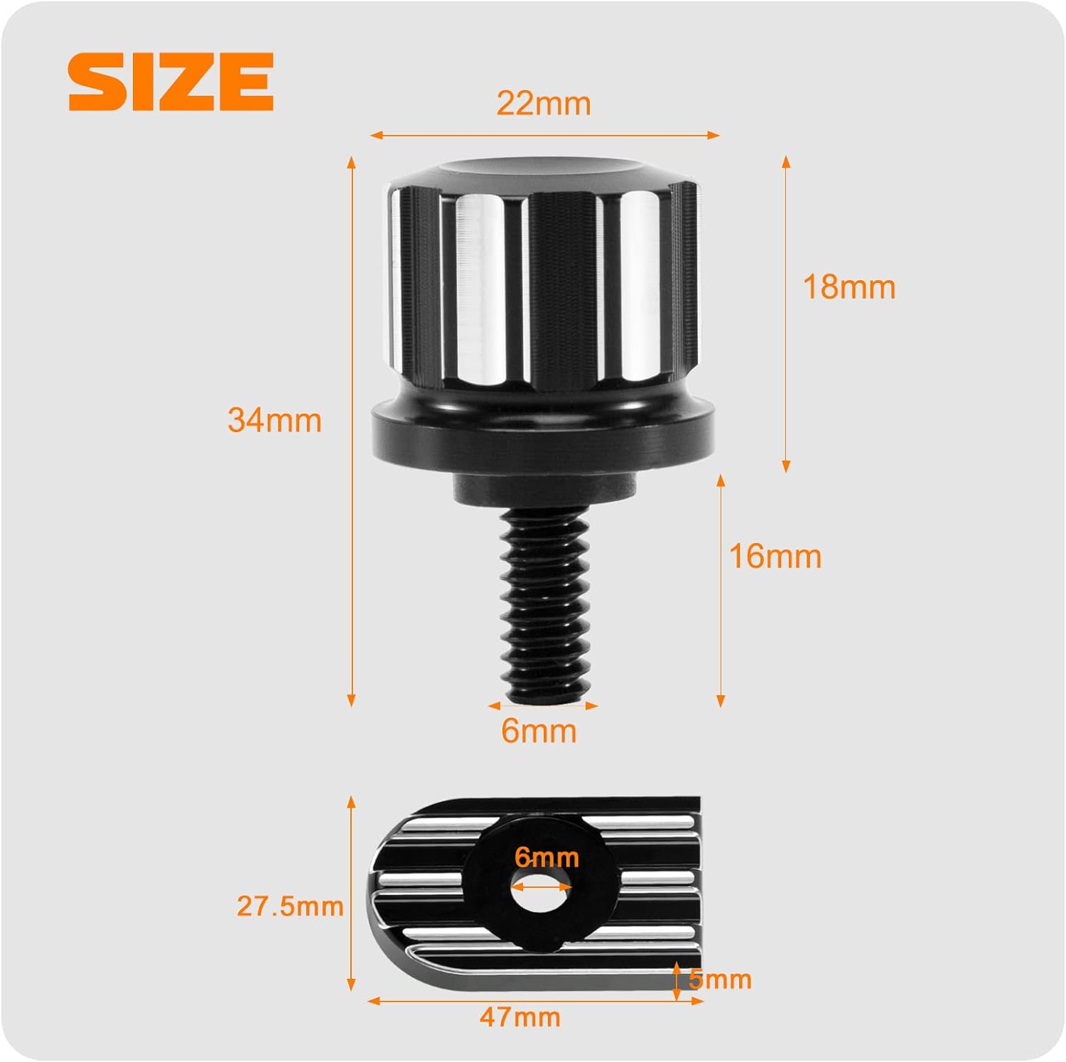 Eumti Chrome Stainless Knurled Fender Rear Seat Bolts Screw and Nut Kit 1/4-20 3D Embossed Skull Pattern Red Eyes Compatible with Harley Davidson Touring Softail Dyna Sportster CVO Fatbob 1996-2023