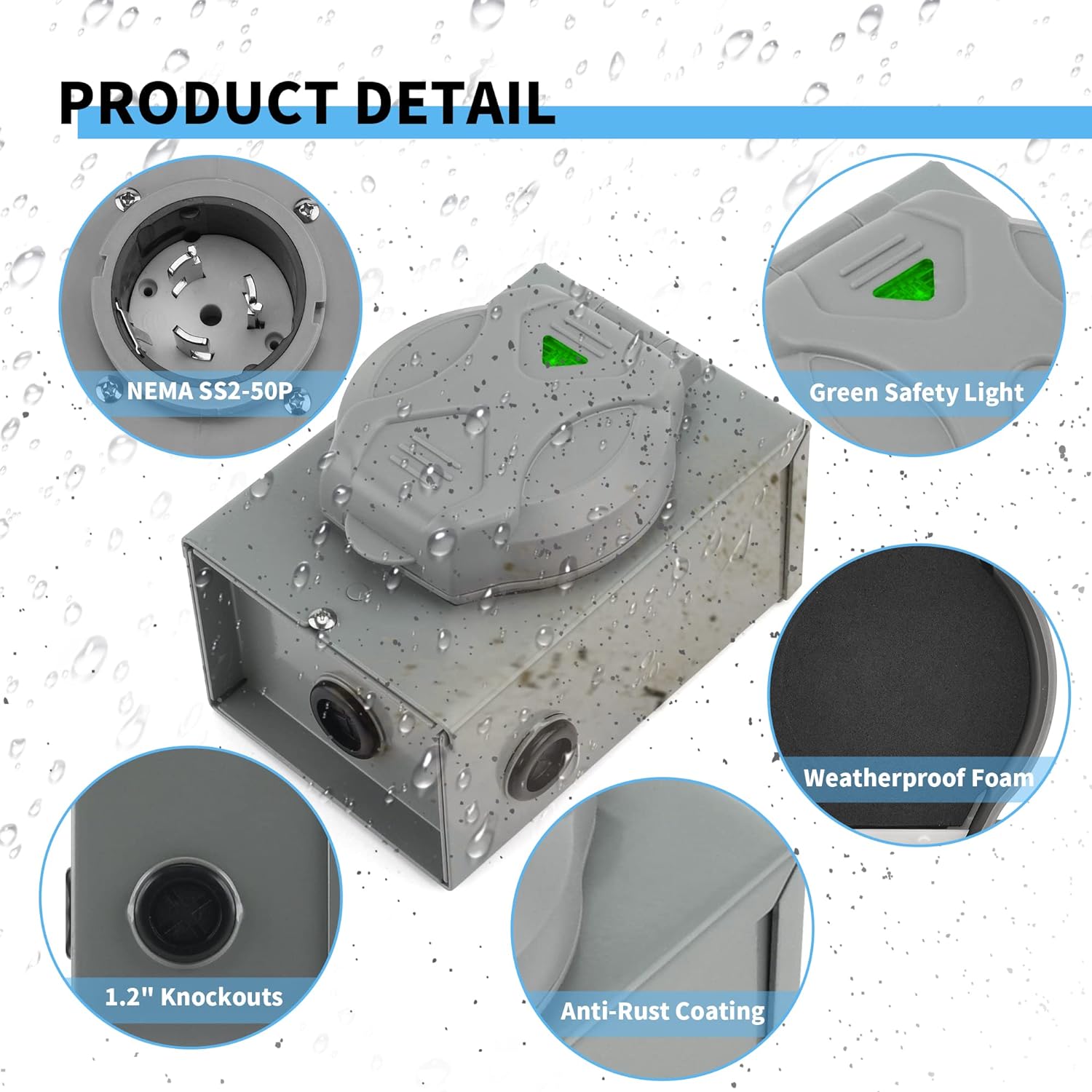 Flameweld 30 Amp Power Inlet Box, NEMA 3R Power Inlet Box, NEMA L14-30P PB30 Power Inlet Box, 125/250 Volt, 7500 Watts Generator Power Hookup, Weatherproof for Outdoor Use, ETL Listed