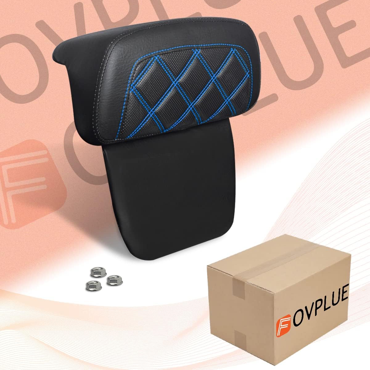 FOVPLUE Two-up Seat, Low-Profile Driver Passenger Pillion Seat for Harley Touring CVO Road Glide Road King Street Glide Electra Glide Ultra Limited FLHTKSE FLHTCUSE5 2009-2023, Double Blue Stitching