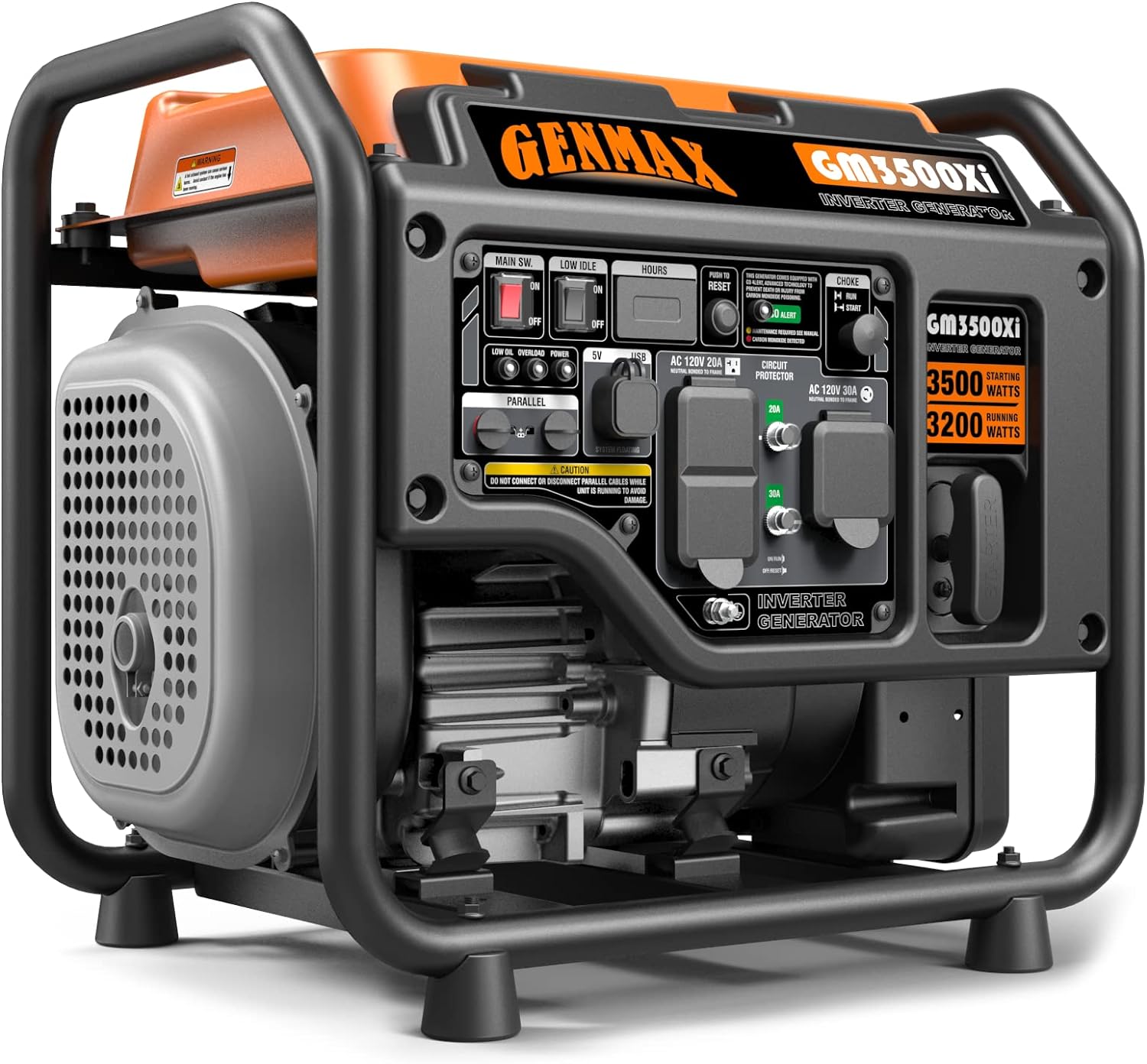 GENMAX GM3500Xi Open Frame RV Ready Inverter Generator-3500 Peak Watts-Gas Powered，Quiet Technology, EPA Compliant