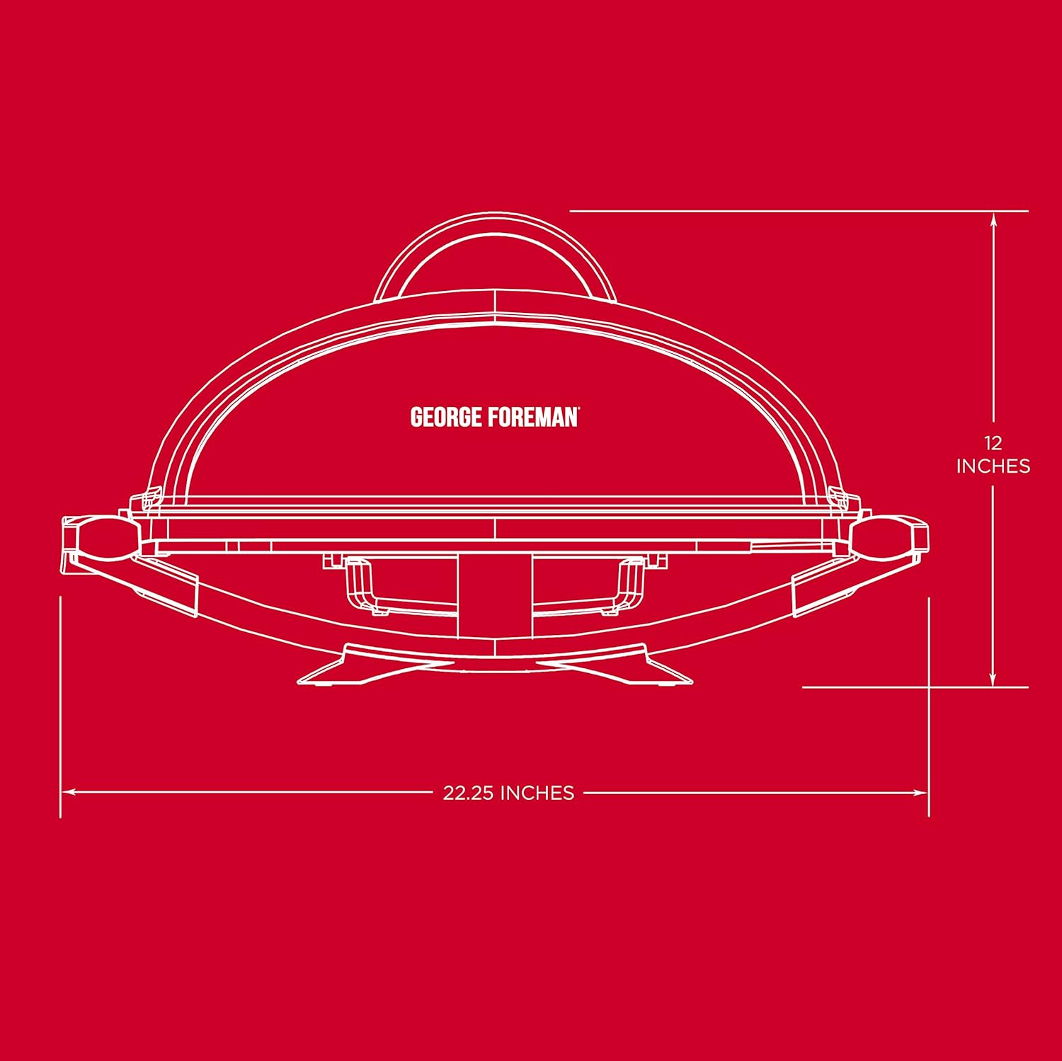 George Foreman 12-Serving Indoor/Outdoor Rectangular Electric Grill, Red, GFO201R