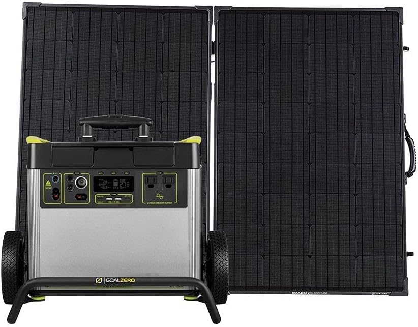 Goal Zero Yeti Portable Power Station - Yeti 3000X w/ 3,032 Watt Hours Battery, USB Ports  AC Inverter - Includes Boulder 200 Solar Panel - Rechargeable Generator for Camping, Outdoor  Home Use