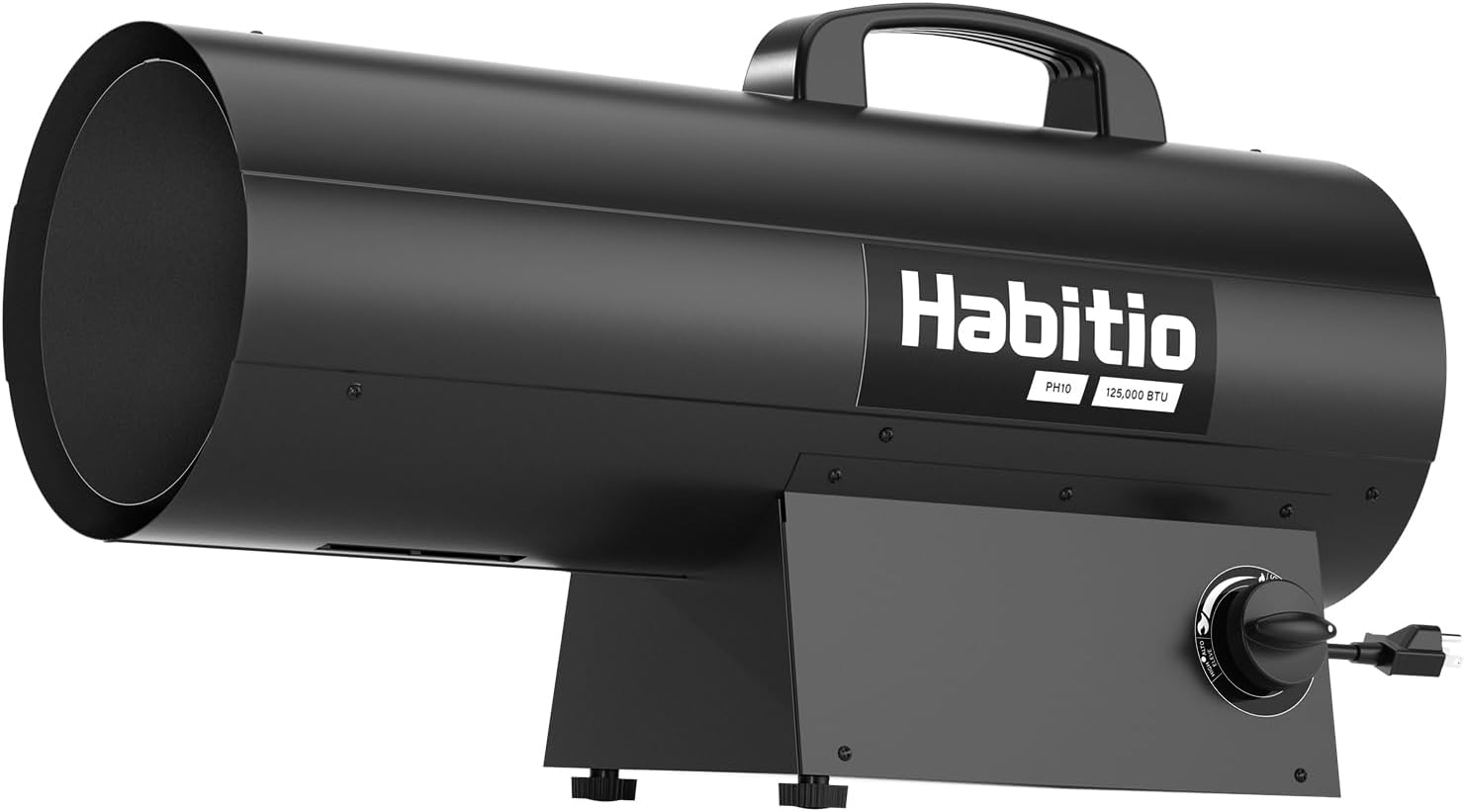 Habitio 125,000 BTU Forced Air Propane Heater, Portable Torpedo Heater for Jobsite, Garage, and Construction Sites, 10 ft Hose with Regulator Included