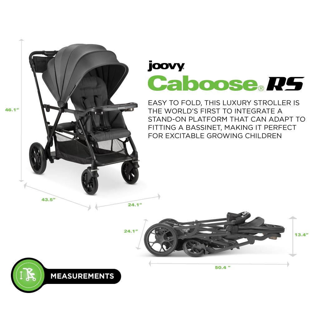 Joovy New Caboose RS Stroller, Premium Sit and Stand Stroller, Jet