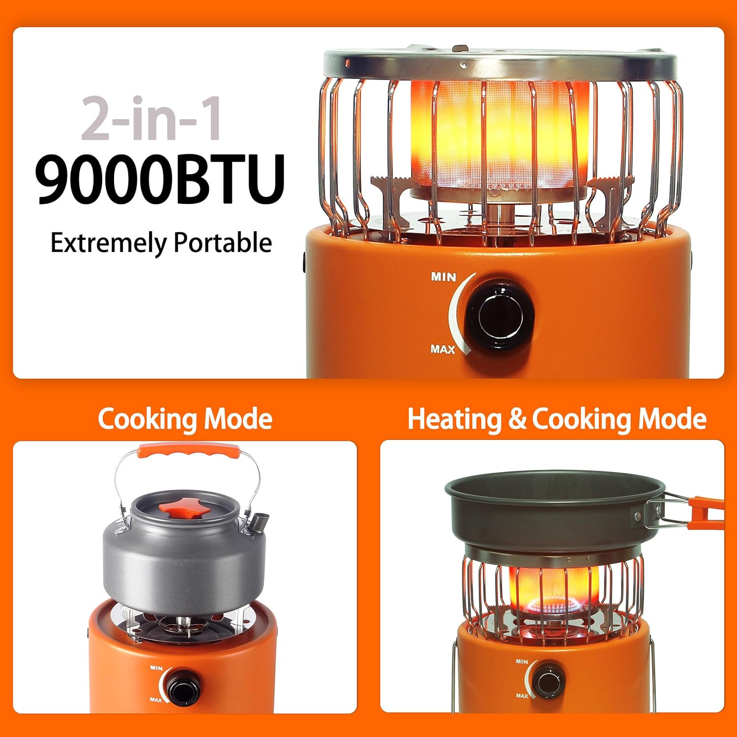 JOZERMADE Portable Propane Heater with Fireproof Gloves,Outdoor Camping Gas Stove Camp Tent Blind Heater for Ice Fishing Backpacking Hiking Hunting Survival Emergency-9,000 BTU