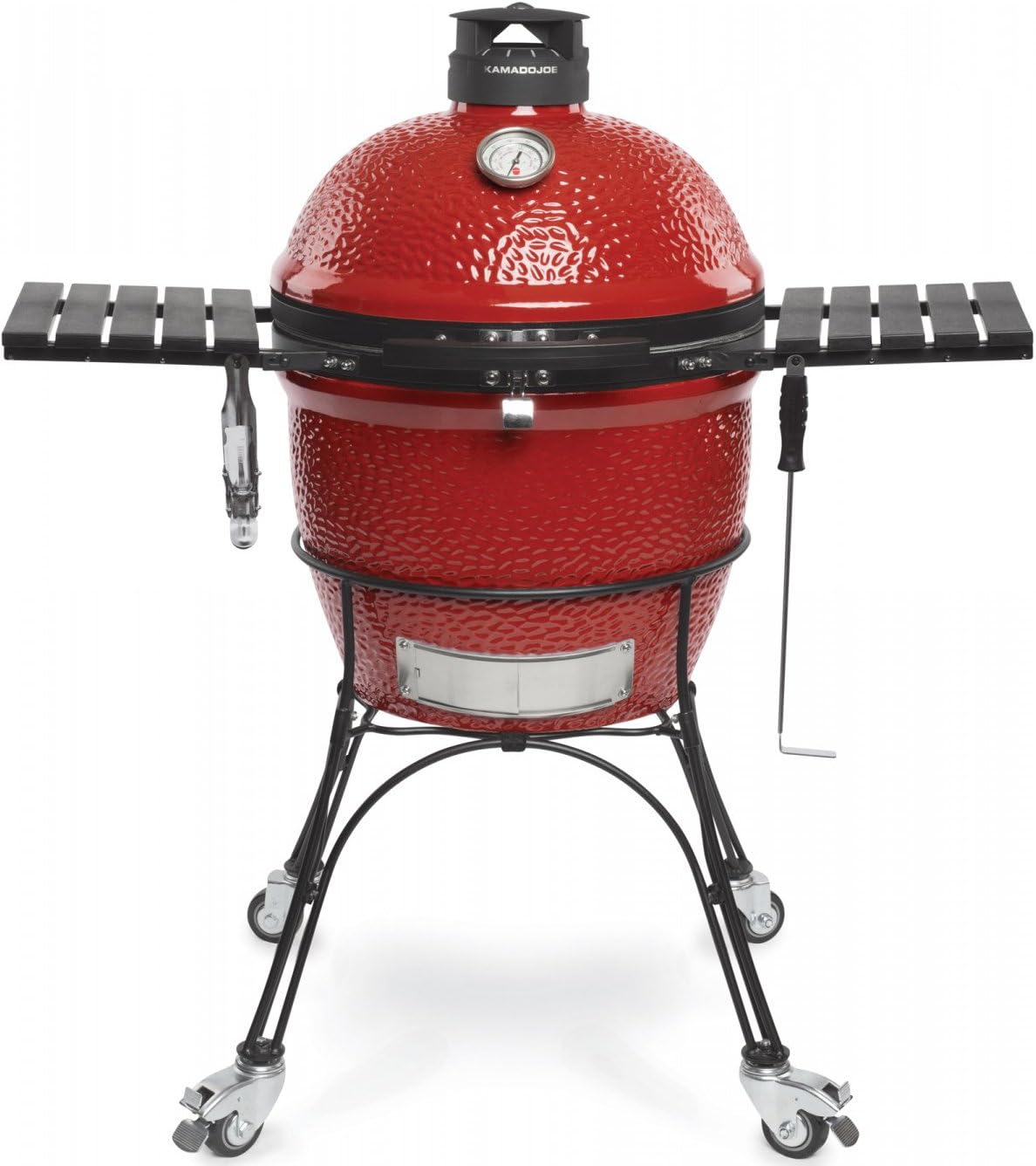 Kamado Joe KJ23RHC Classic Joe II 18-inch Charcoal Grill with Cart and Side Shelves, Blaze Red