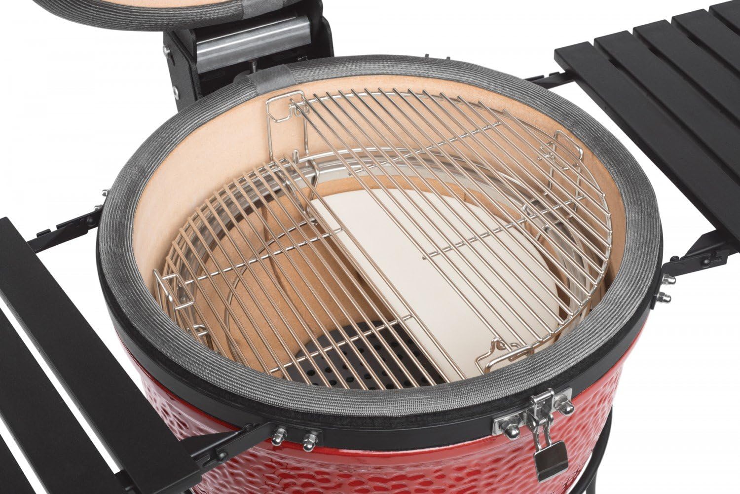 Kamado Joe KJ23RHC Classic Joe II 18-inch Charcoal Grill with Cart and Side Shelves, Blaze Red