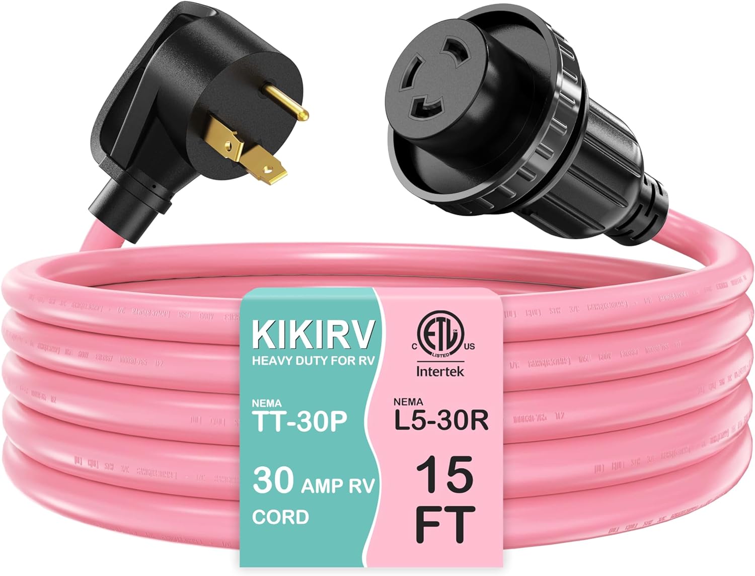 KIKIRV 50 Amp 50 Feet RV/Generator Cord with Locking Connector, Heavy Duty 50A Generator Cord, 14-50P Male and SS2-50R Twist Locking Female for RV Trailer Camper and Generator to House, UL Listed