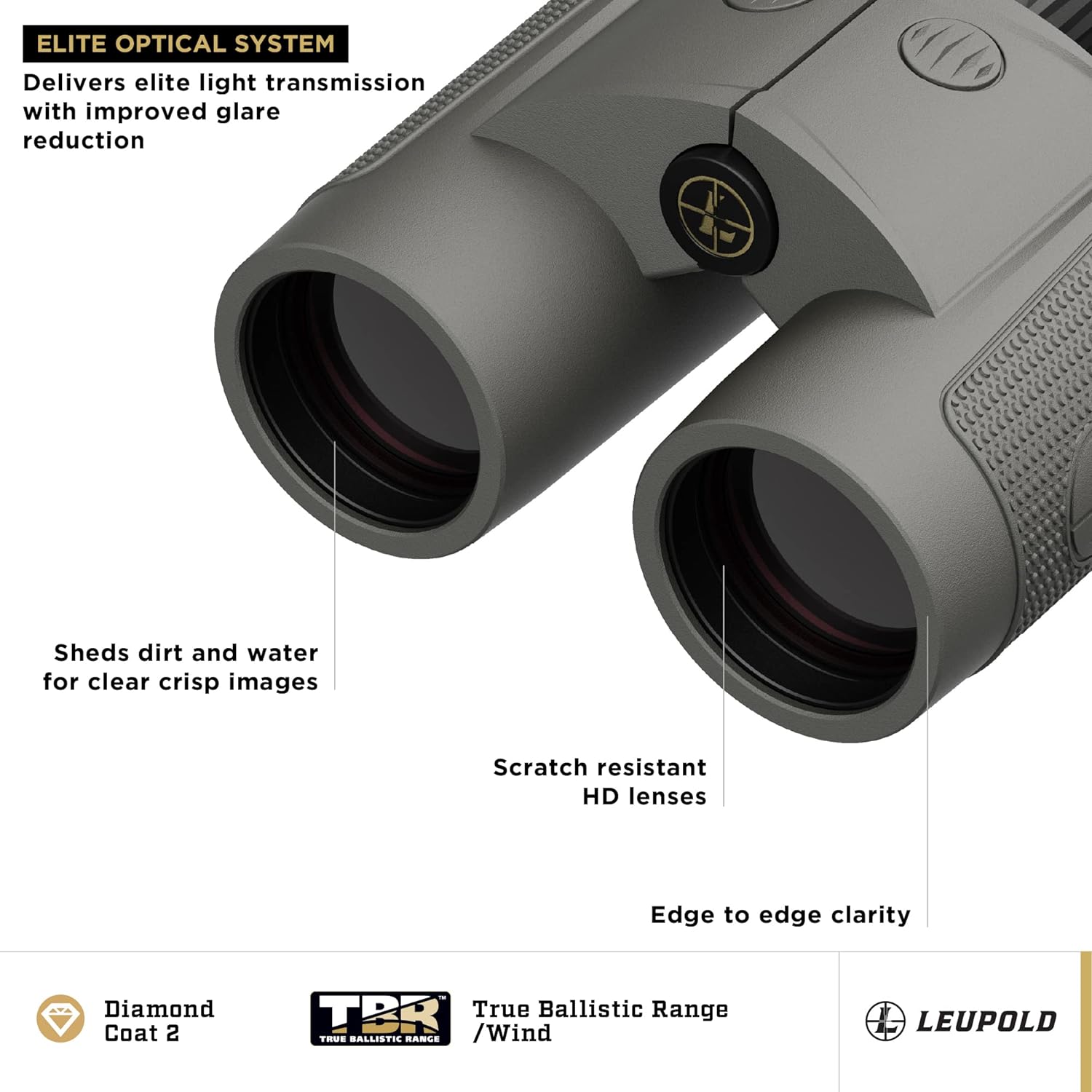 Leupold BX-4 Range HD TBR/W 10x42mm Range-Finding Binocular Shadow Gray (182883)