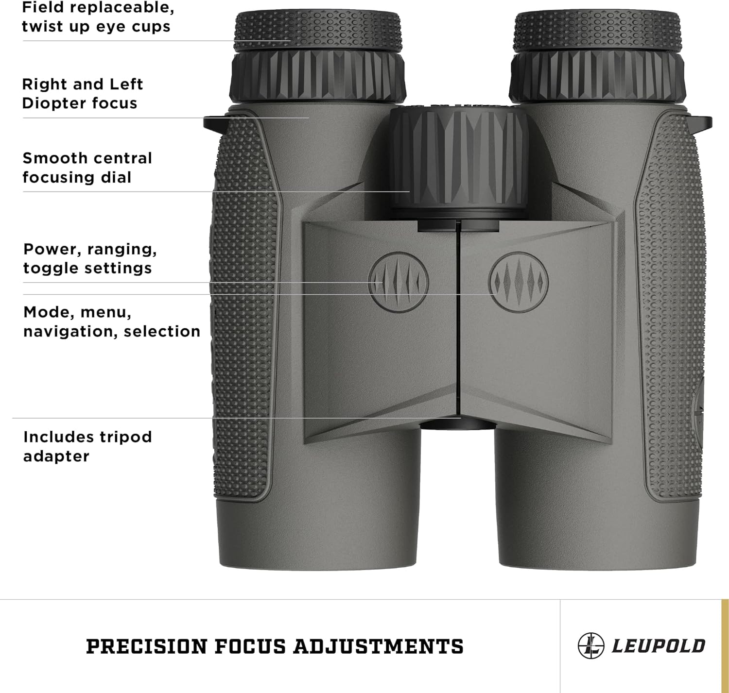 Leupold BX-4 Range HD TBR/W 10x42mm Range-Finding Binocular Shadow Gray (182883)