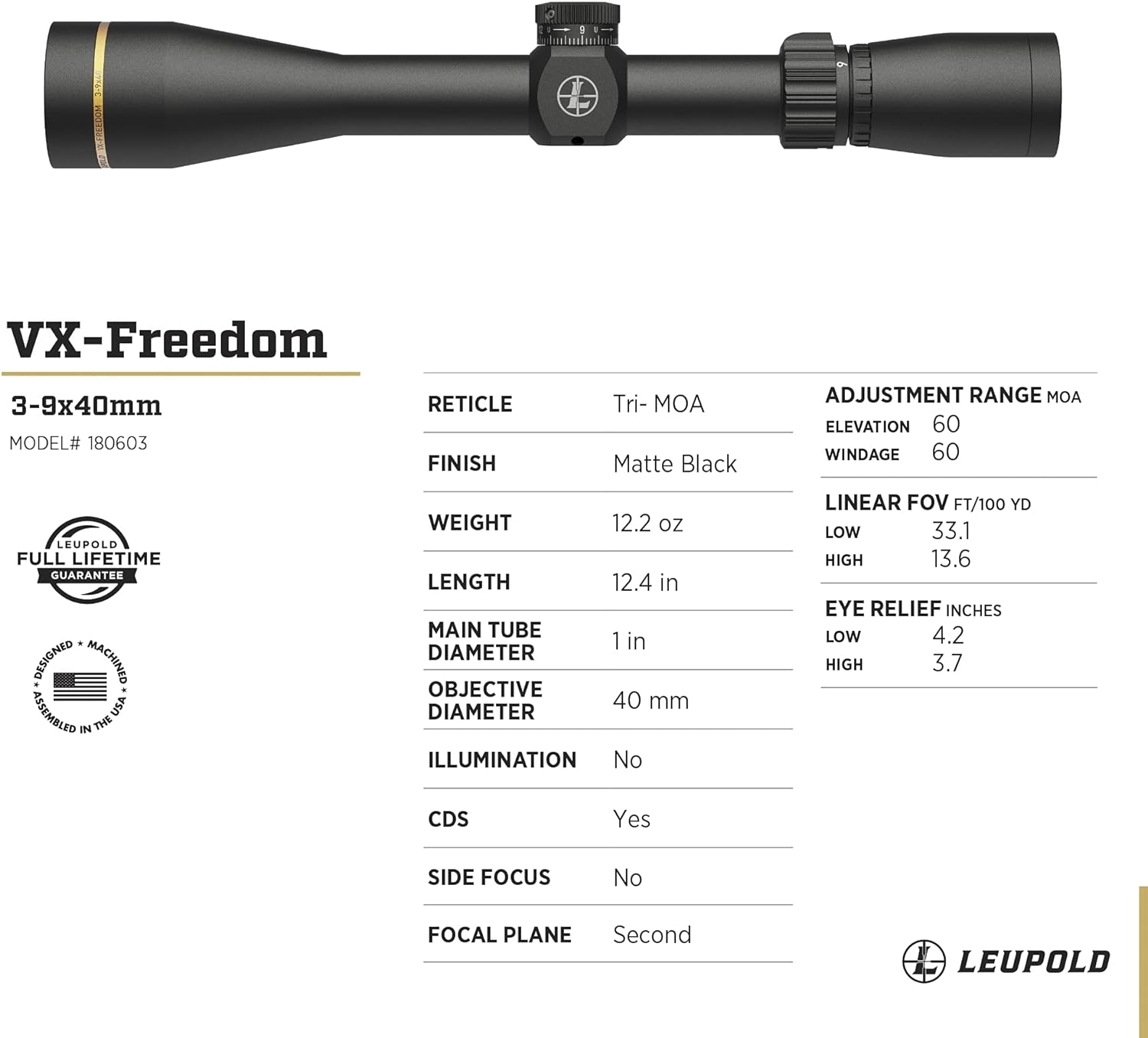 Leupold VX-Freedom 3-9x40mm Riflescope