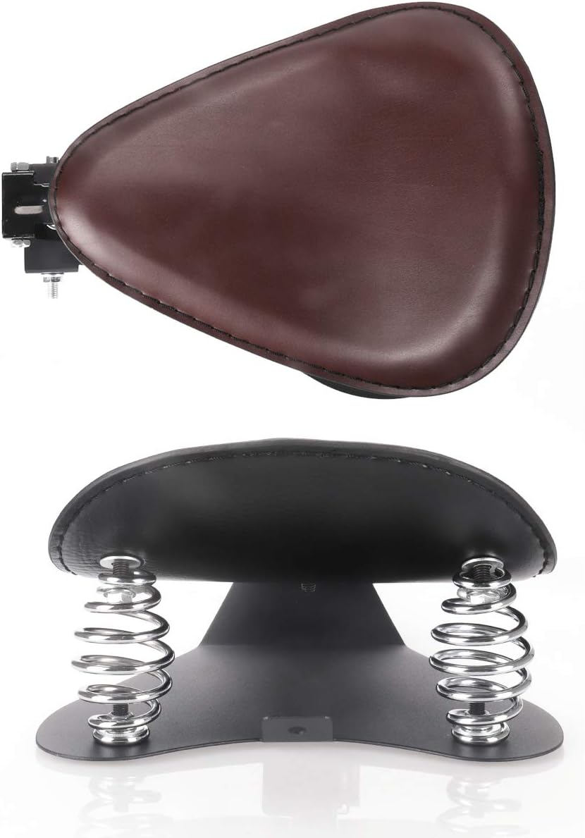 LKV 13.38 Motorcycle Solo Driver Seat Leather Cushion with Seatbase Spring Bracket Kits Replacement for Harley Davidson Sportster XL 1200 883 48 Chopper Bobber Seats Custom