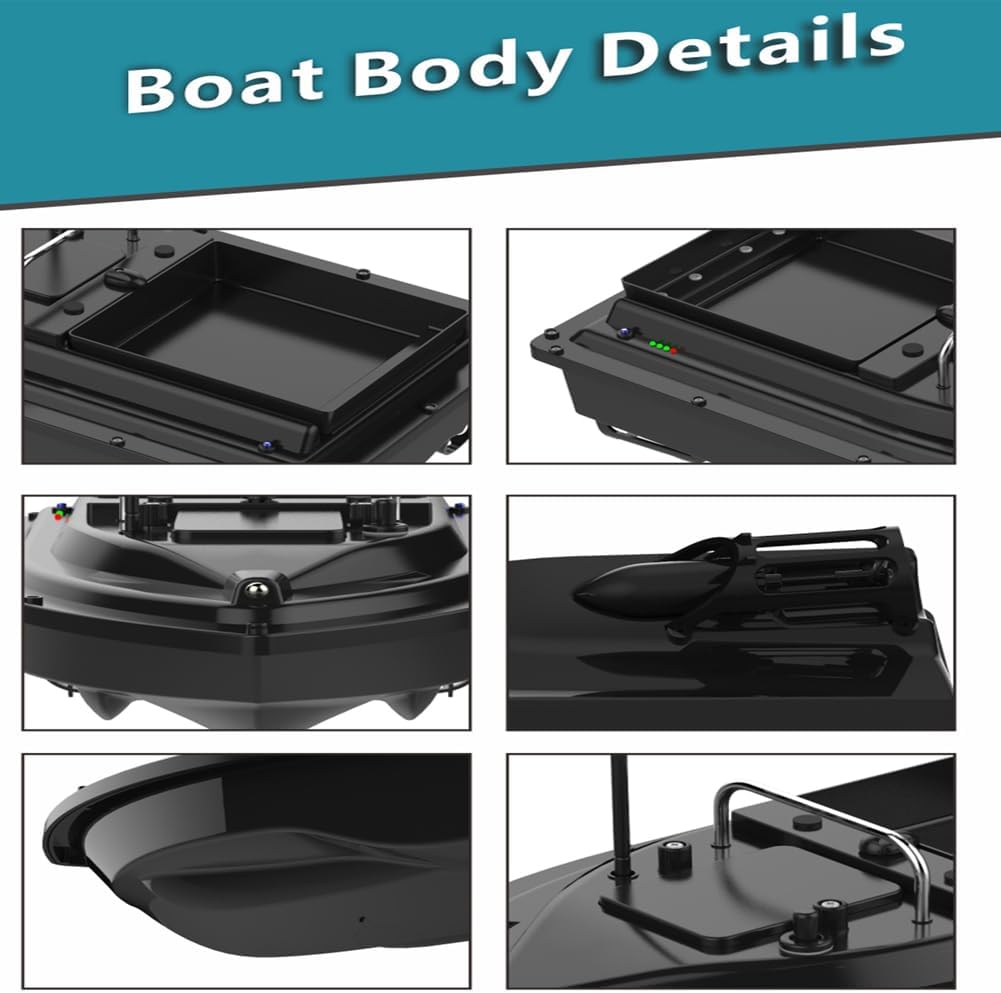 MEKNIC RC Bait Boat for Fishing, 4.4LBS Loading Fishing Bait Boat, Fish Finder with 2pcs Batteries with Dual Motors Fish Bait Boat, Fishing Tool Remote Control Boat Fishing Bait