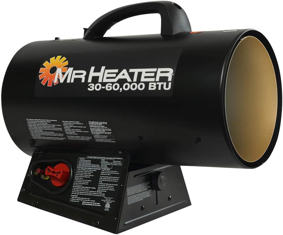 Mr. Heater MH60QFAV 60,000 BTU Portable Propane Forced Air Heater, 19.75 x 11.50 inches, black