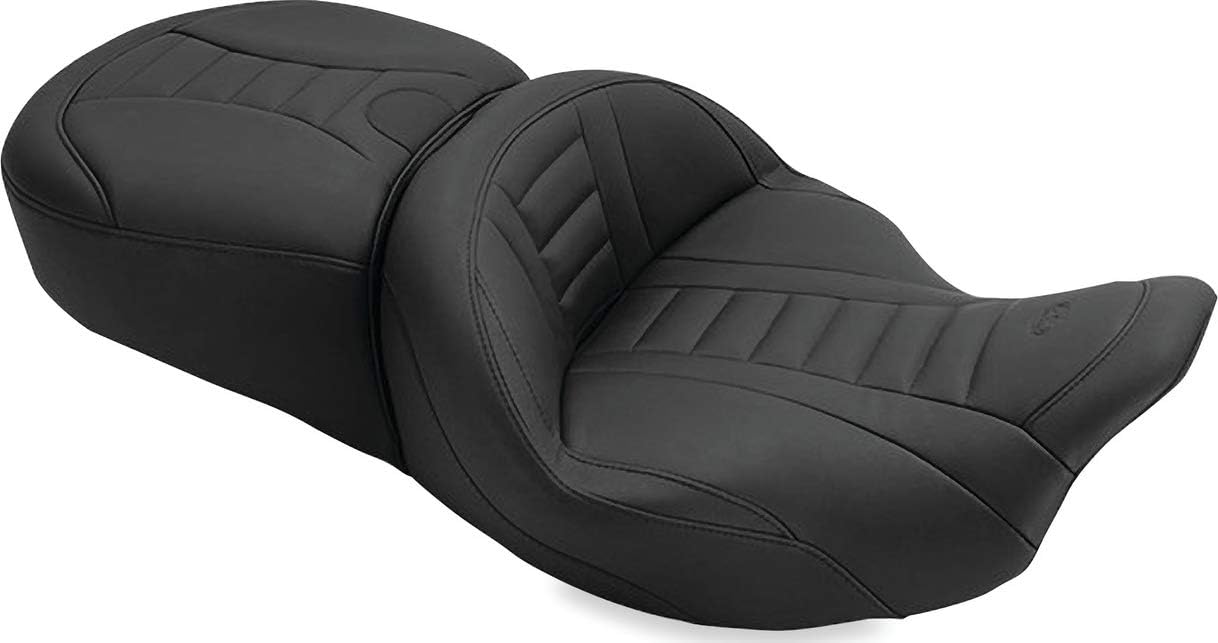 Mustang Motorcycle Seats 79006 Super Touring Deluxe One-Piece Seat for Harley-Davidson Electra Glide Standard, Road Glide, Road King  Street Glide 2008-21, Deluxe, Black, Extended Reach