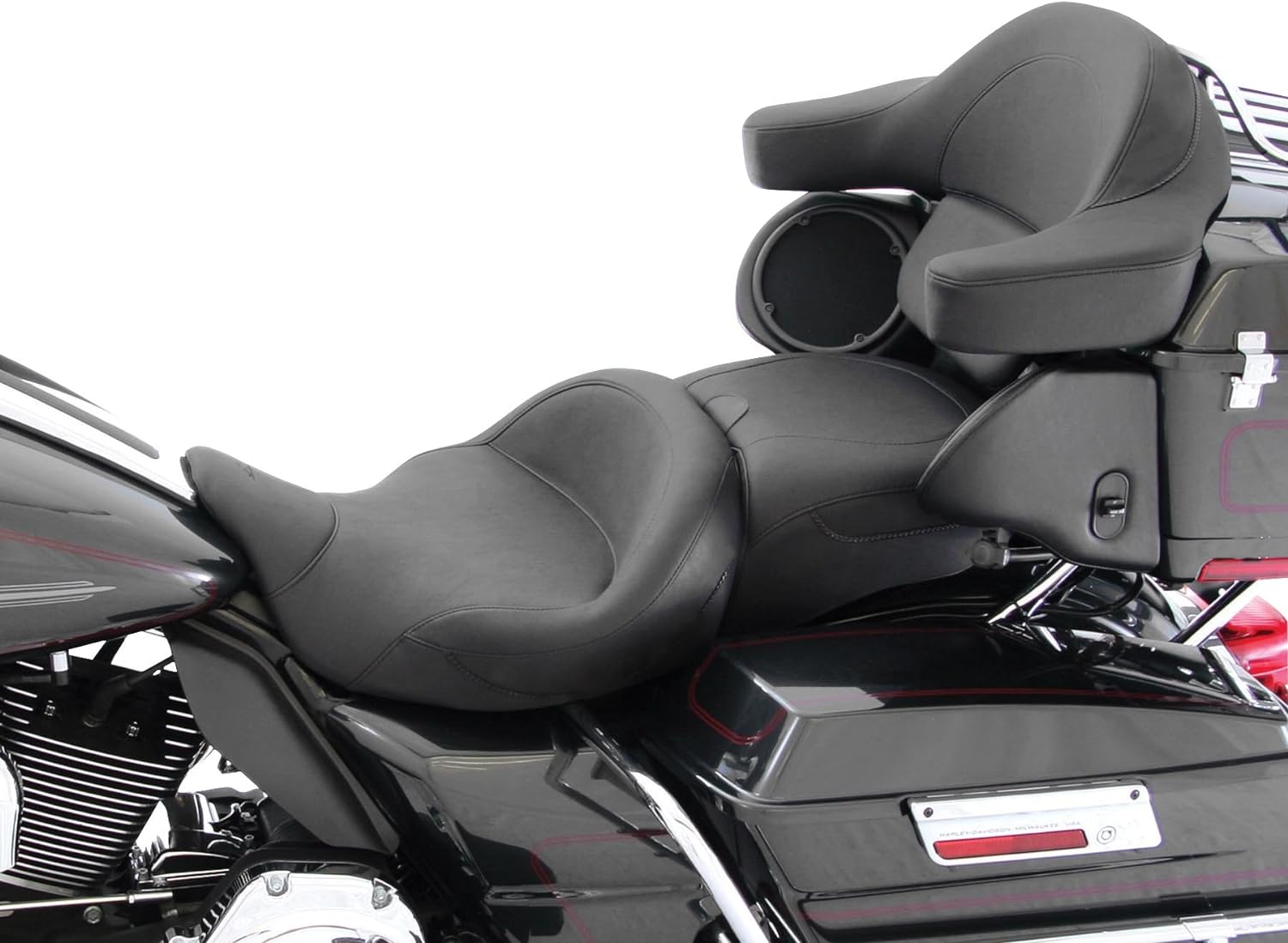 Mustang Motorcycle Seats 79006 Super Touring Deluxe One-Piece Seat for Harley-Davidson Electra Glide Standard, Road Glide, Road King  Street Glide 2008-21, Deluxe, Black, Extended Reach