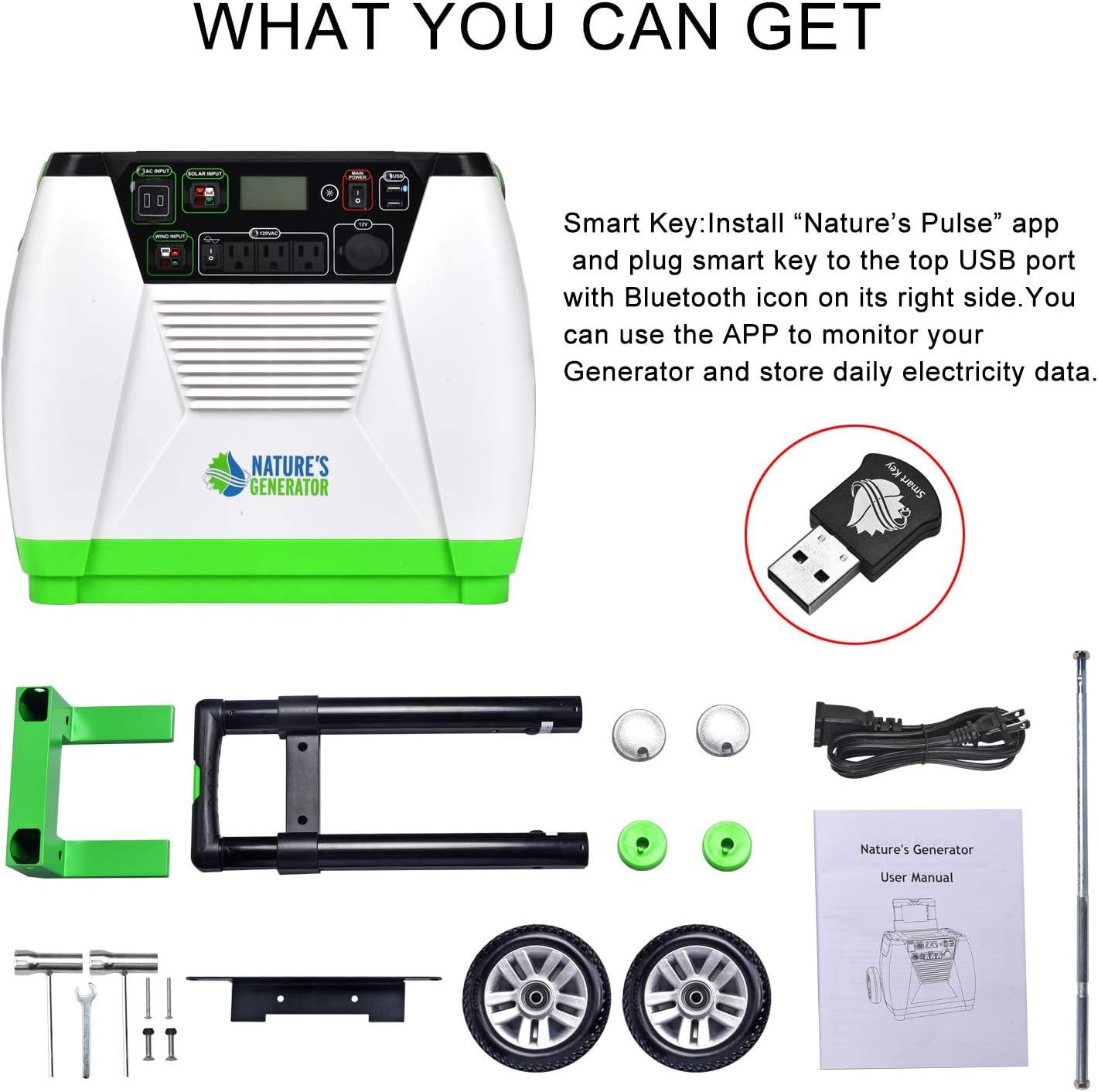 Natures Generator GXNGAU Gold System Portable Generator with Solar Power Panel, USB Outlets and AC Charging Cable