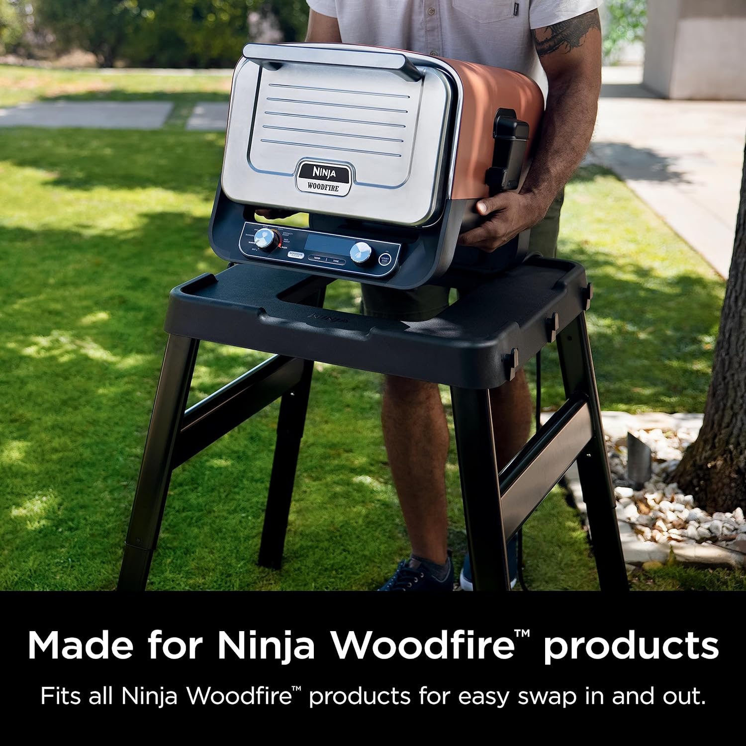 Ninja OG951 Woodfire Pro Connect Premium XL Outdoor Grill  Smoker, Bluetooth, App Enabled, 7-in-1 Master Grill, BBQ Smoker, Outdoor Air Fryer, Woodfire Technology, 2 Built-In Thermometers, Black