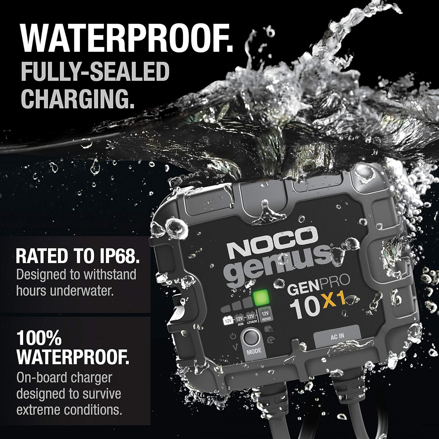 NOCO 10A Smart Marine Battery Charger for AGM, Lithium, and Deep-Cycle Batteries - 12V, Waterproof, Onboard Boat