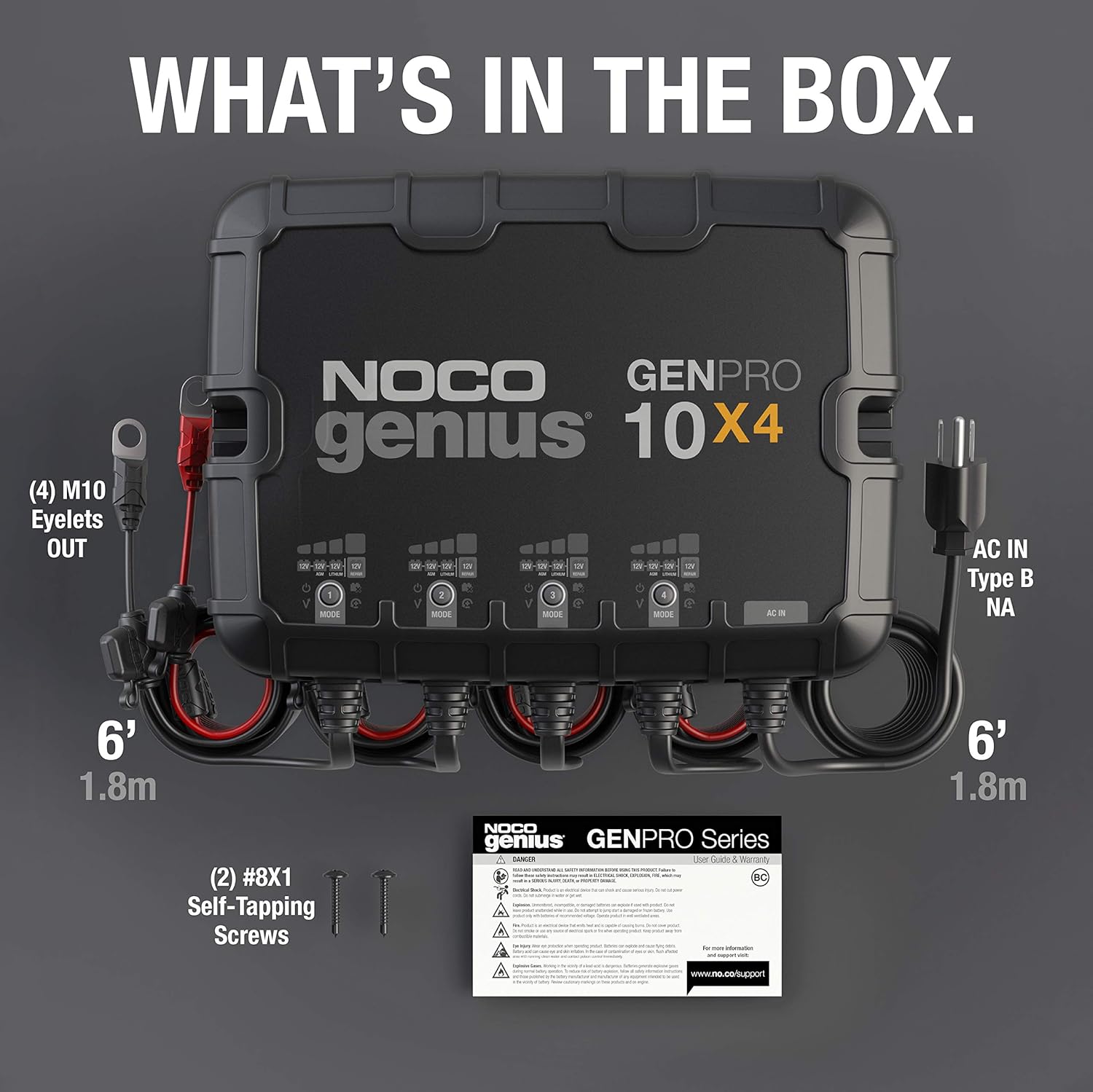 NOCO 40A 4-Bank Smart Marine Battery Charger for AGM, Lithium and Deep-Cycle Batteries - Waterproof 12V Onboard Boat Charger and Maintainer