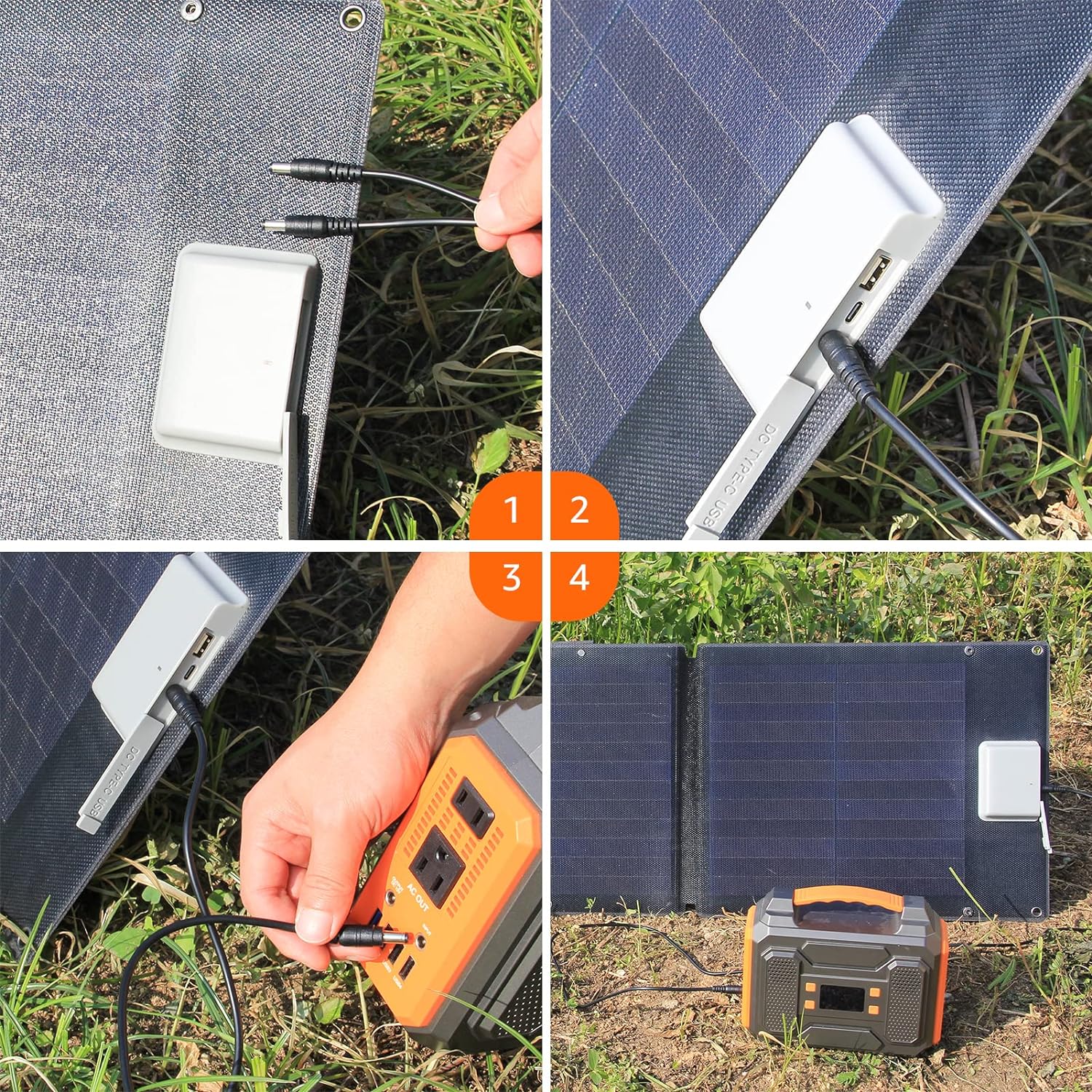 Portable Solar Panel 40W, Foldable Solar Charger for Outdoor Solar Generator Power Station, Adjustable Kickstand,10 in 1 Connectors,DC to DC Cable,USB QC3.0 Output for Camping RV Road Trip Adventure