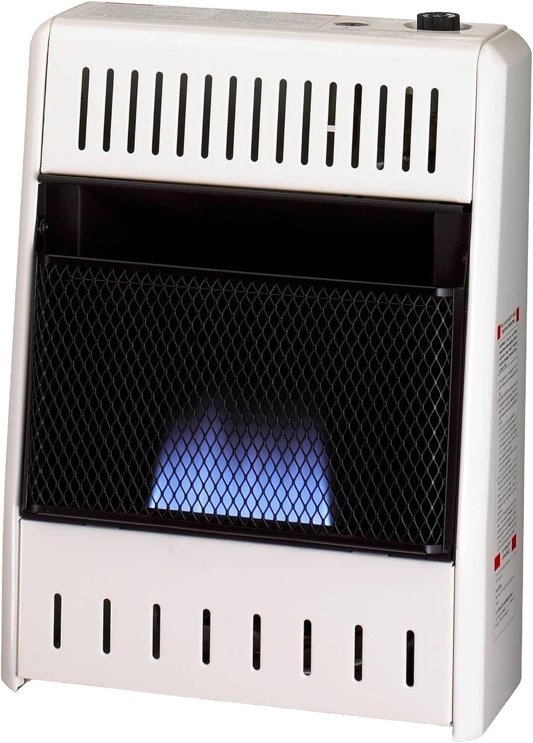 ProCom ML100TBA-B Ventless Propane Gas Blue Flame Space Heater with Thermostat Control for Home and Office Use, 10000 BTU, Heats Up to 500 Sq. Ft., Includes Wall Mount and Base Feet, White