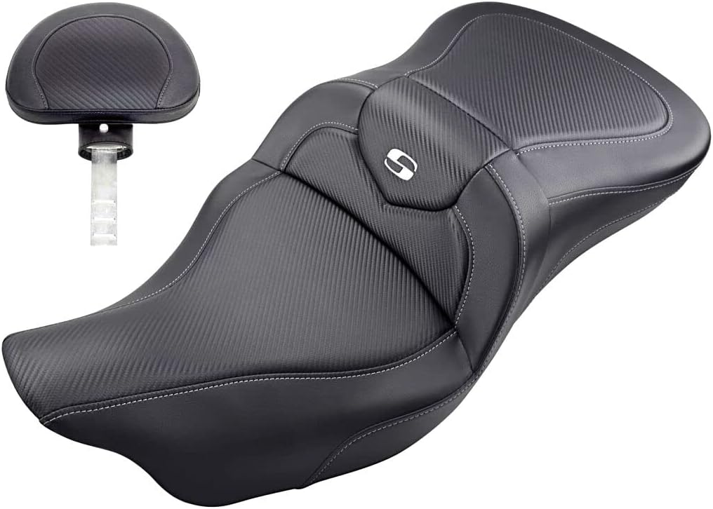 Saddlemen Road Sofa Seat With Backrest For 08-20 HARLEY FLHX2 (Carbon Fiber/Extended Reach)