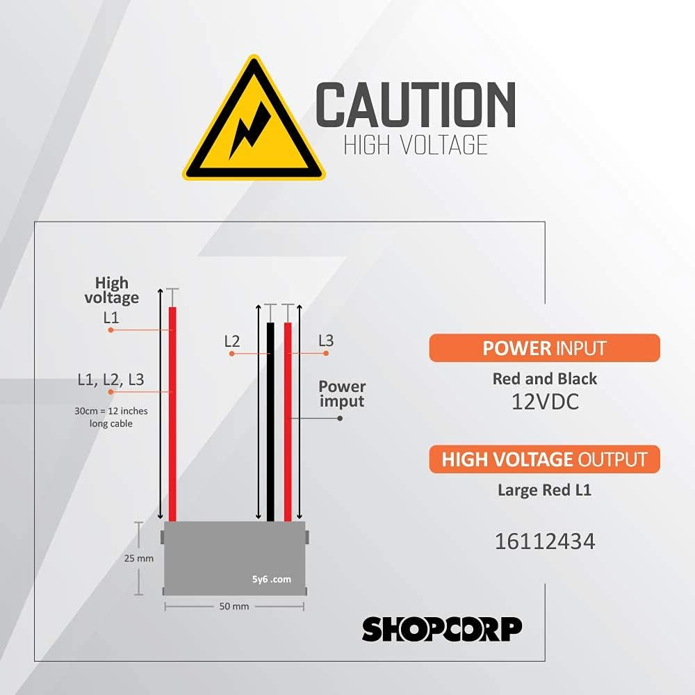 SHOPCORP 12vDC - Variable Density Plasma Negative Ion Generator for DIY Static Grass Applicator